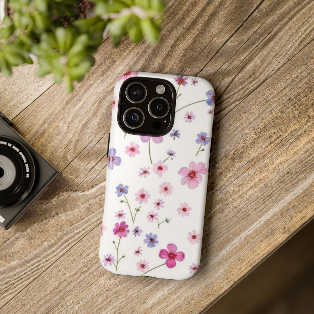 Floral Pink Wildflower Tough Phone Case for iPhone