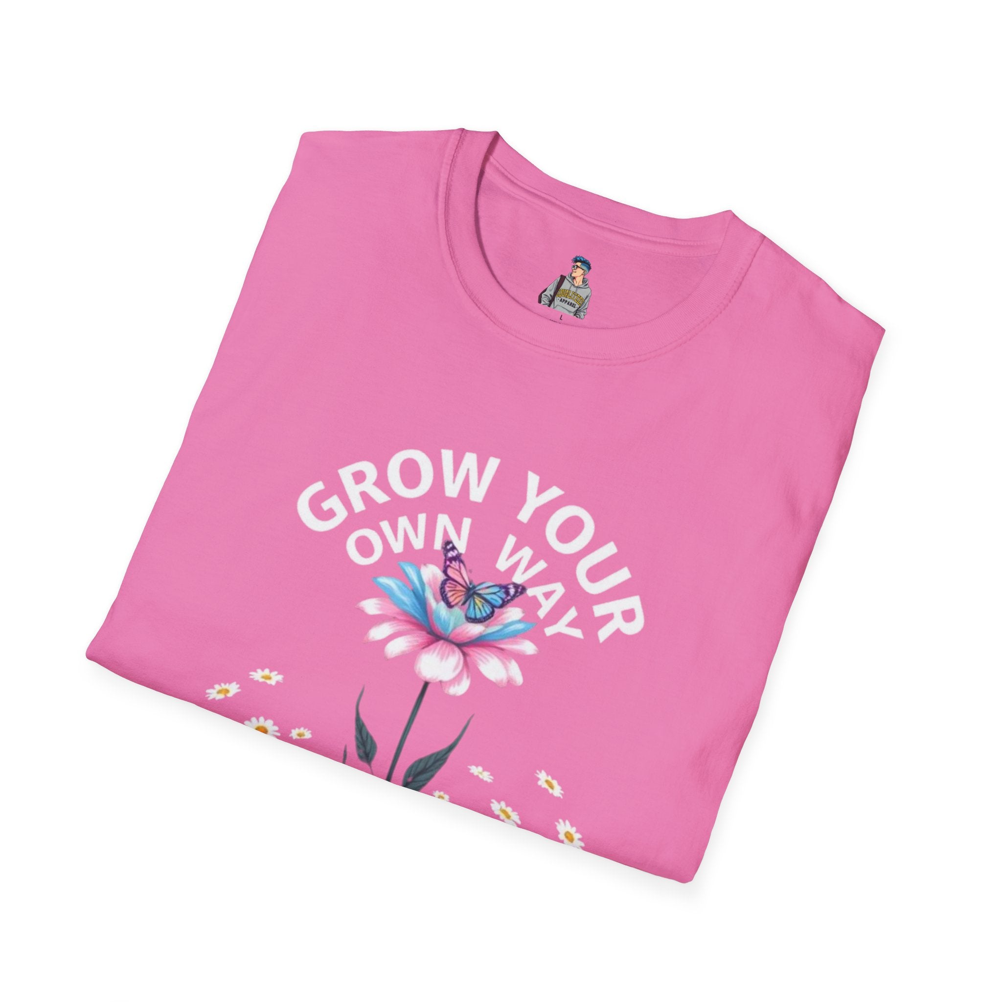 Grow Your Own Way Trans Pride Unisex T-Shirt - Floral Design for Garden Lovers