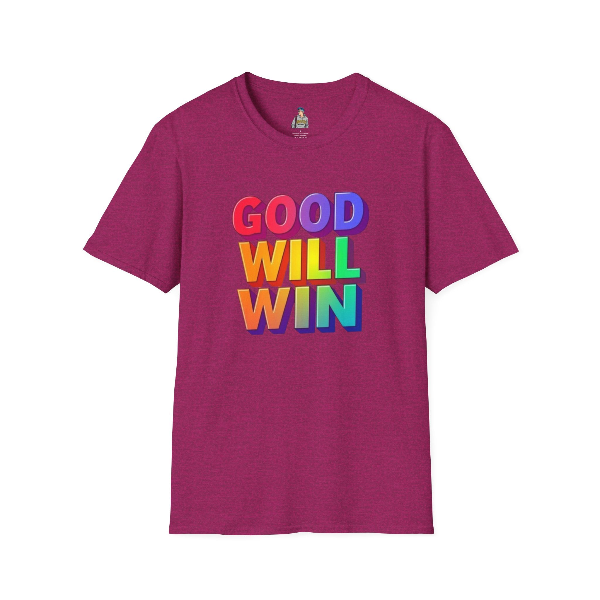 Unisex Softstyle T-Shirt - ' Rainbow Good Will Win' Positive Message Tee