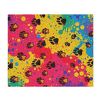 Colorful Puppy Paws - Microfiber Blanket