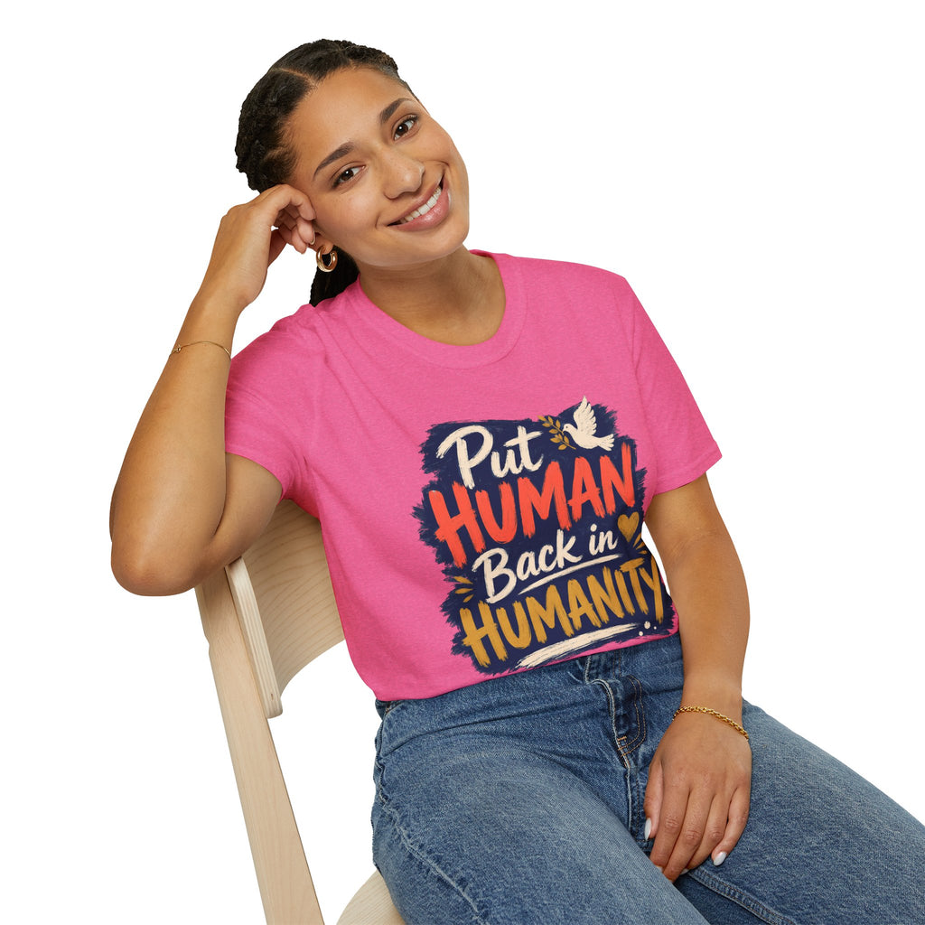 Put Human Back in Humanity T-Shirt — Inspirational Peace Dove Tee