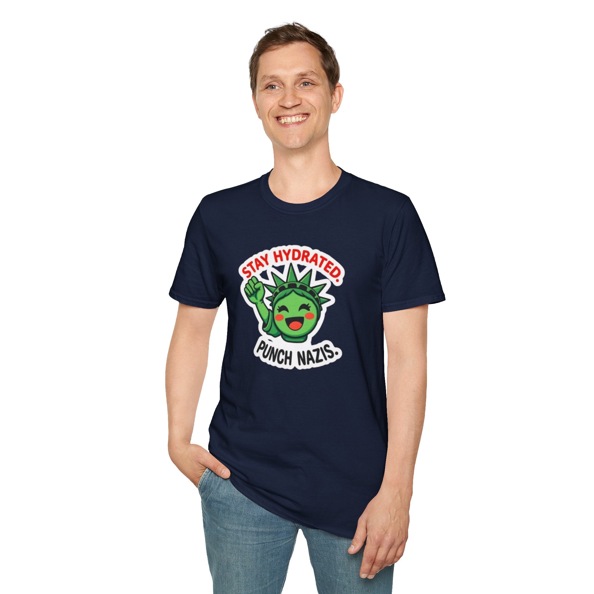 Stay Hydrated, Punch Nazis Funny Political Activism Tee