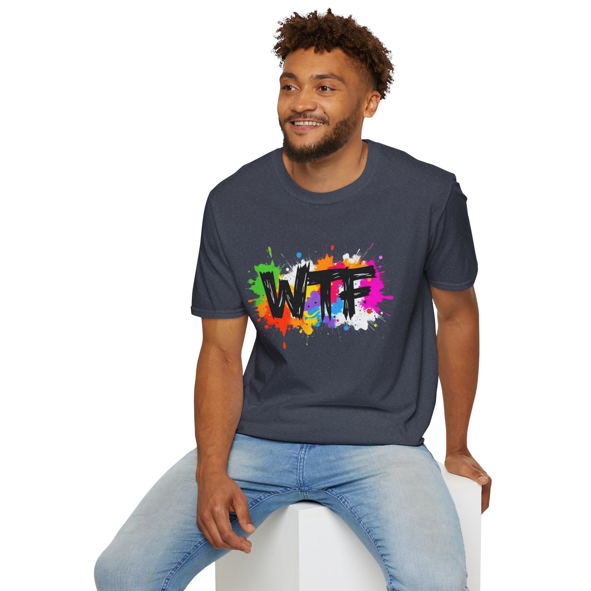 WTF Color Splash T-Shirt — Bold Rainbow Graphic Tee
