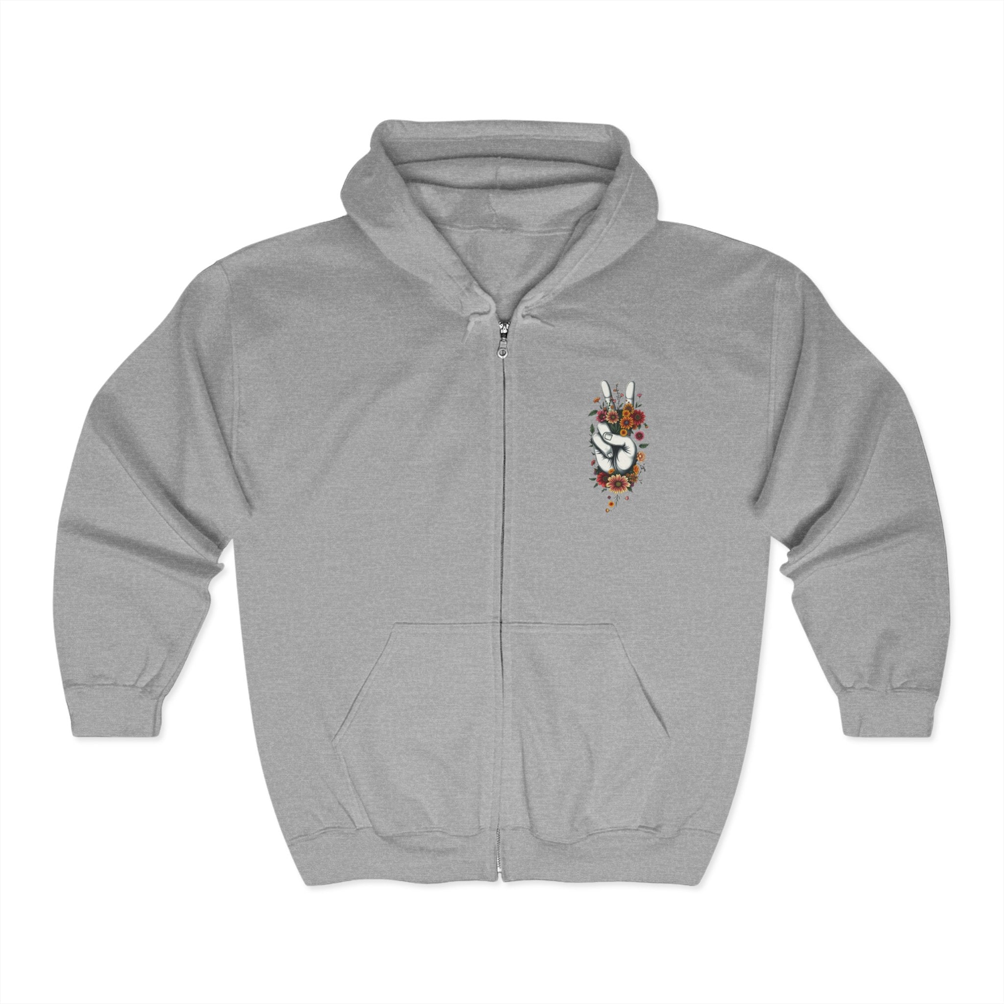 Grow Peace Zip-Up Hoodie - Cozy Outdoor Style