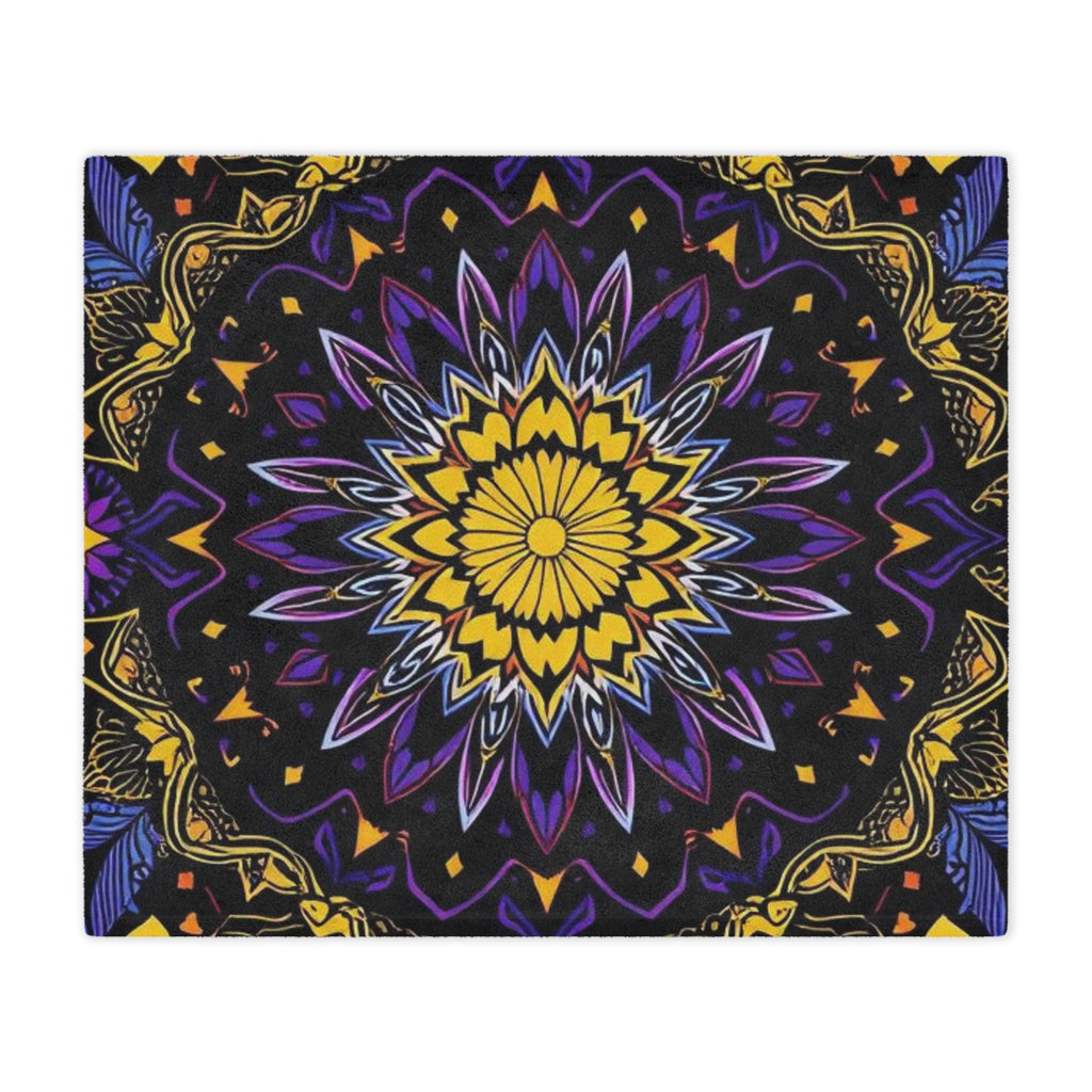 Purple, Yellow & Black mandala design Microfiber Blanket