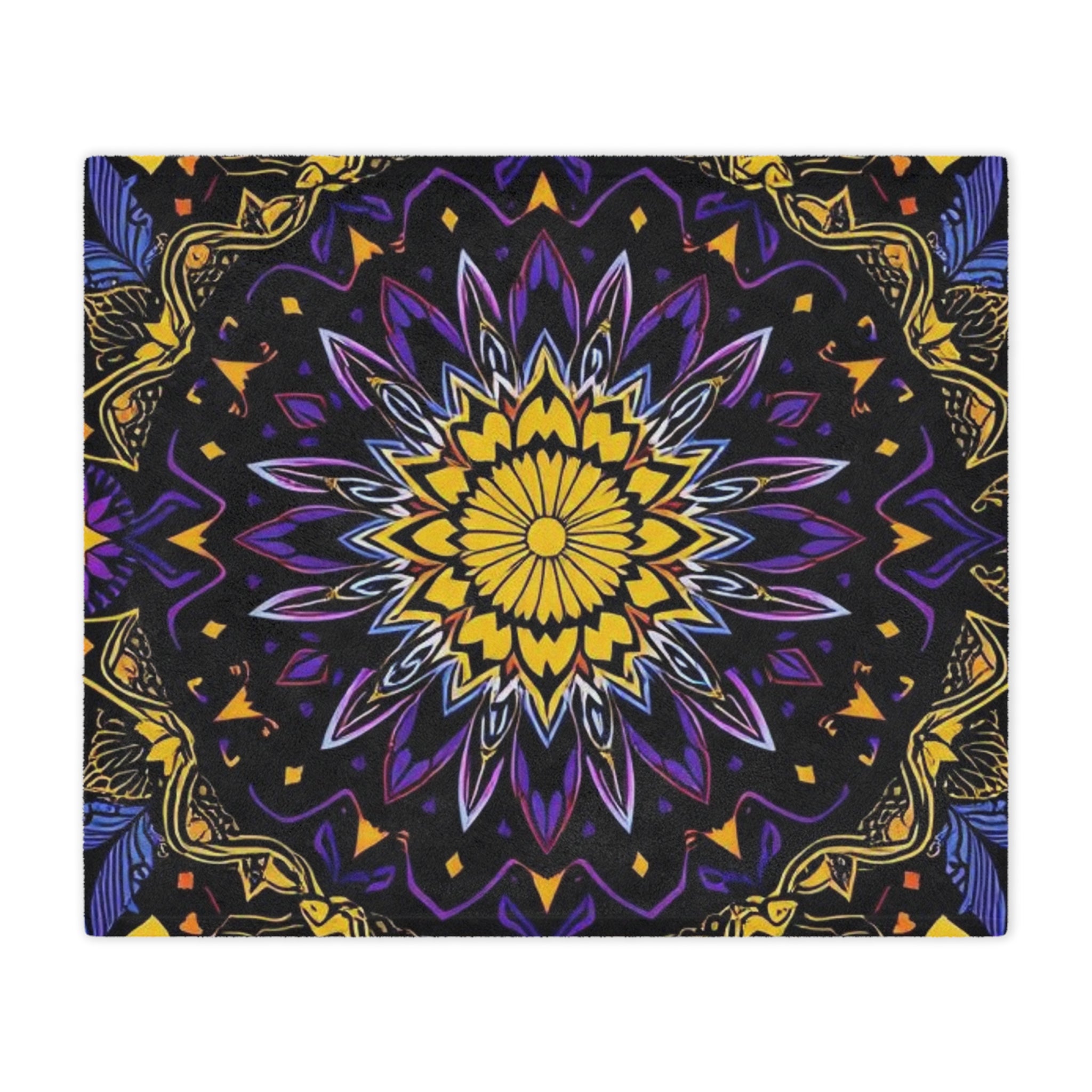 Purple, Yellow & Black mandala design Microfiber Blanket