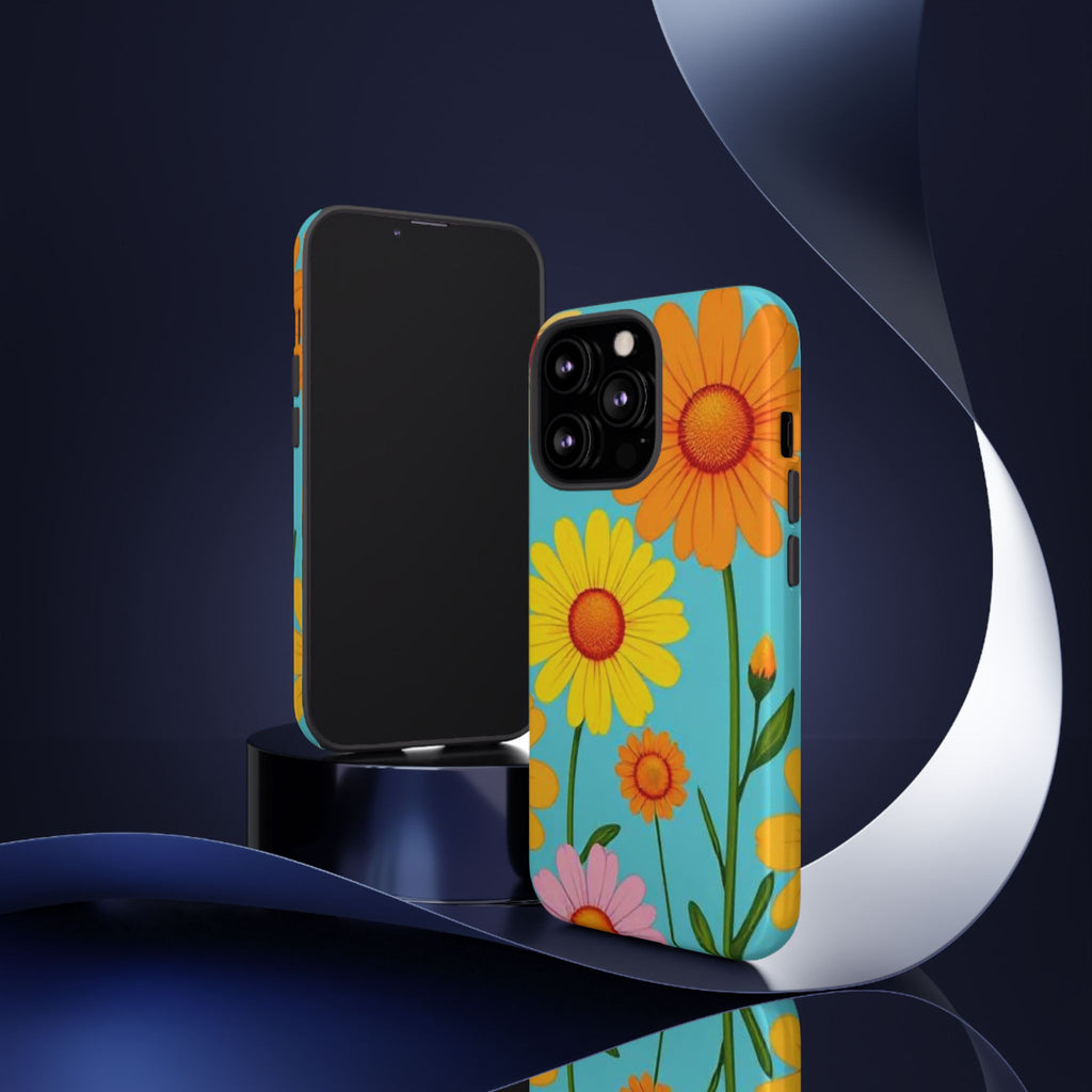 Floral Tough Phone Case for iPhone — Bright Daisy Garden Protective Cover
