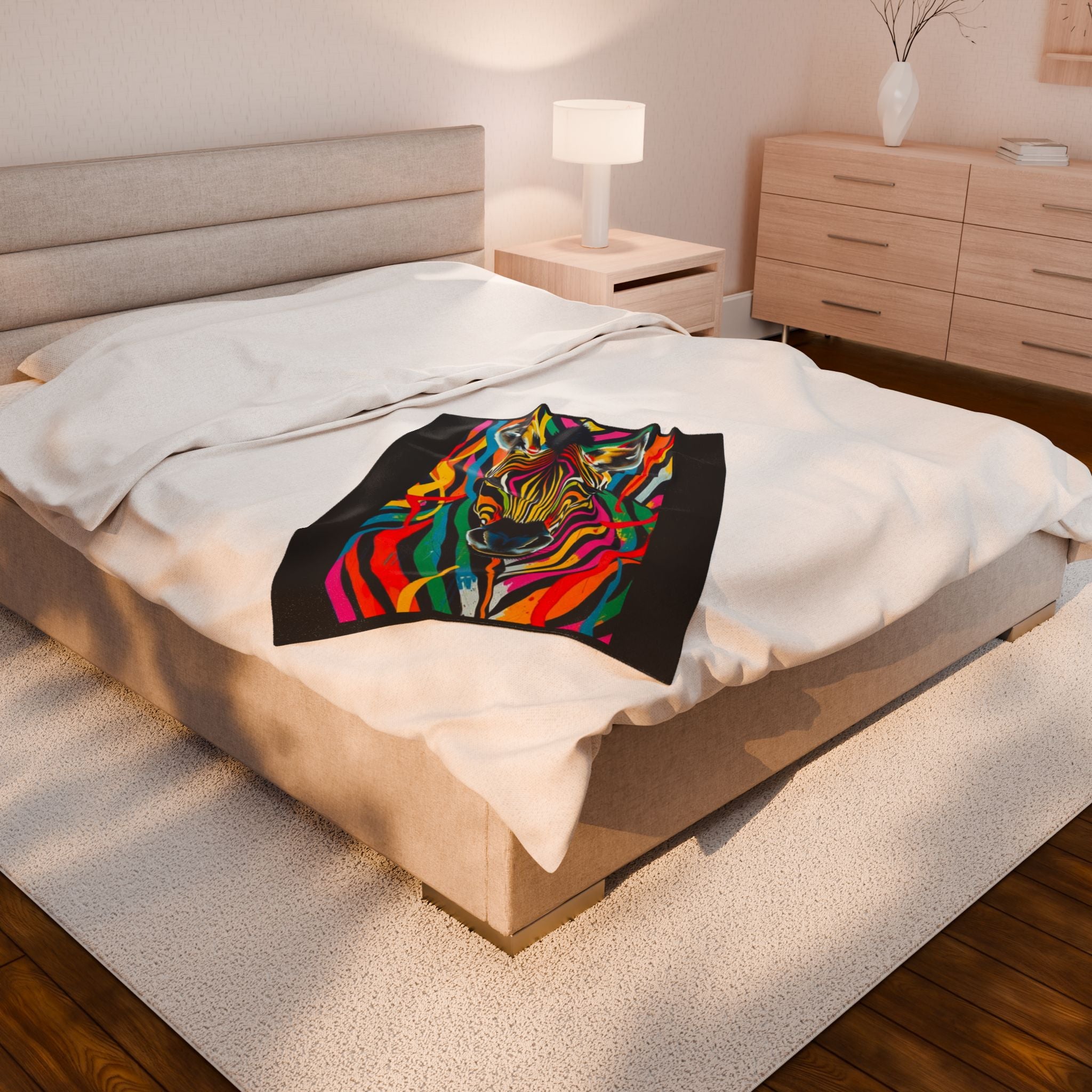 Colorful Zebra Velveteen Plush Blanket – For Comfort and Warmth