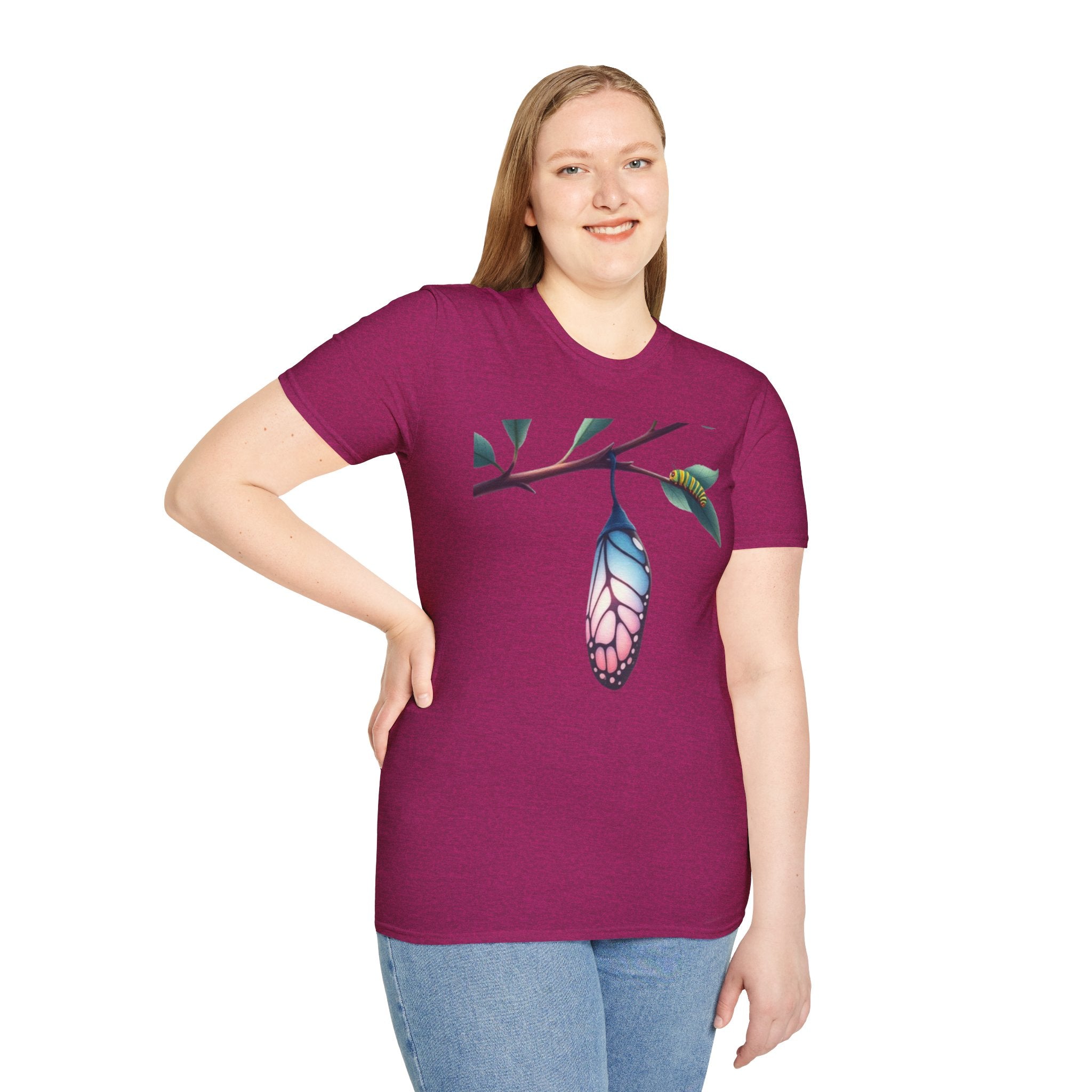 Trans Caterpillar to Butterfly Transformation T-Shirt, Unisex Graphic T-Shirt