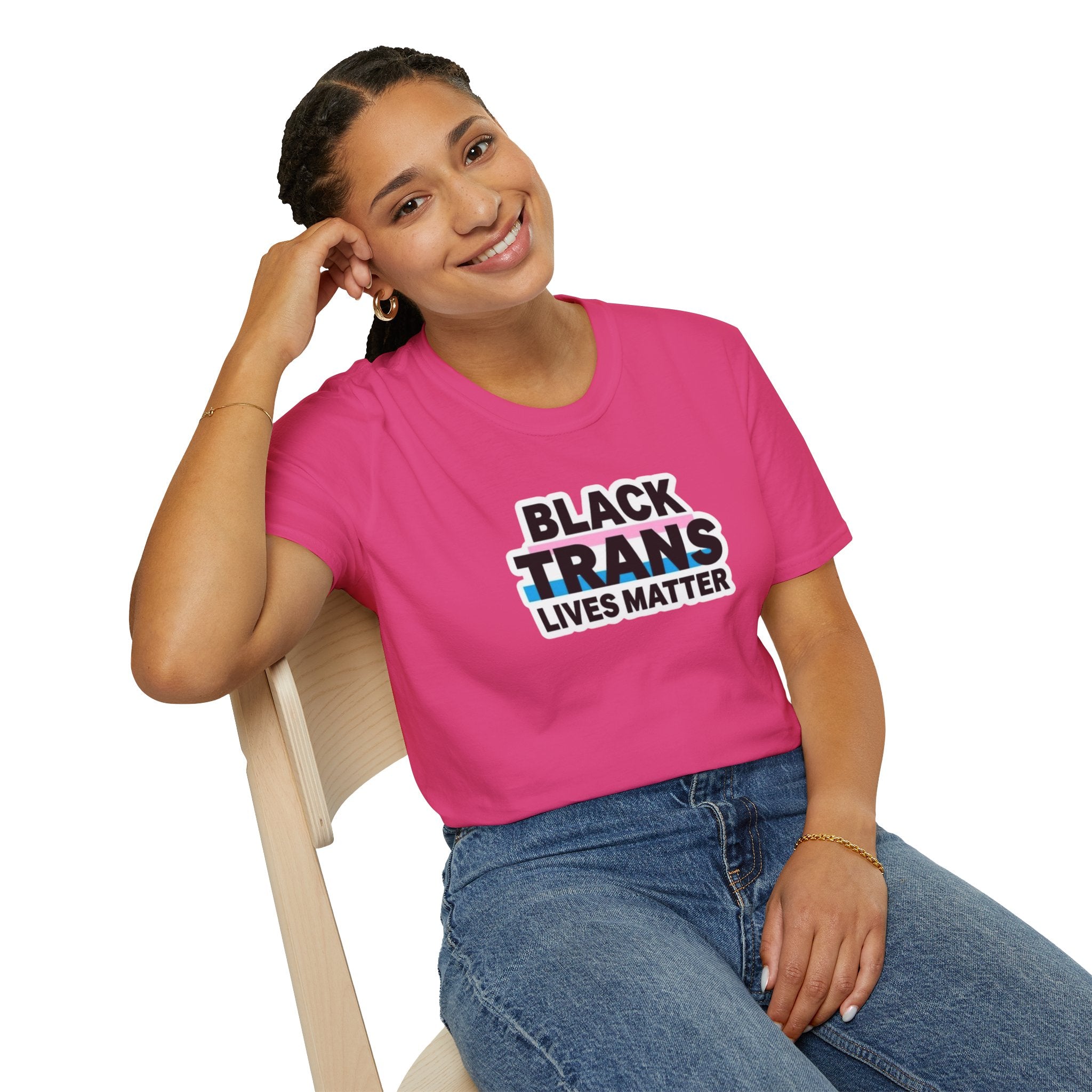 Unisex Softstyle T-Shirt - Black Trans Lives Matter Statement Tee