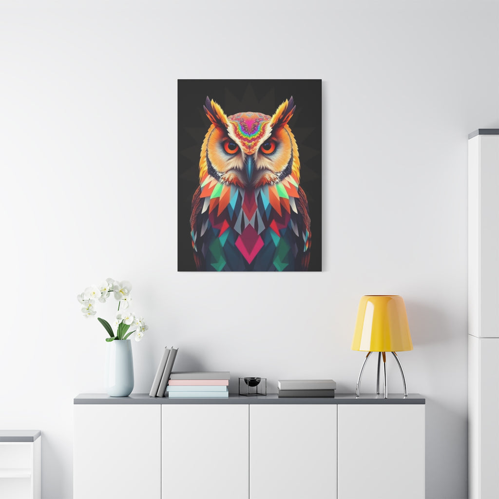 Colorful Owl Canvas Wall Art - 1.25" Stretched Matte