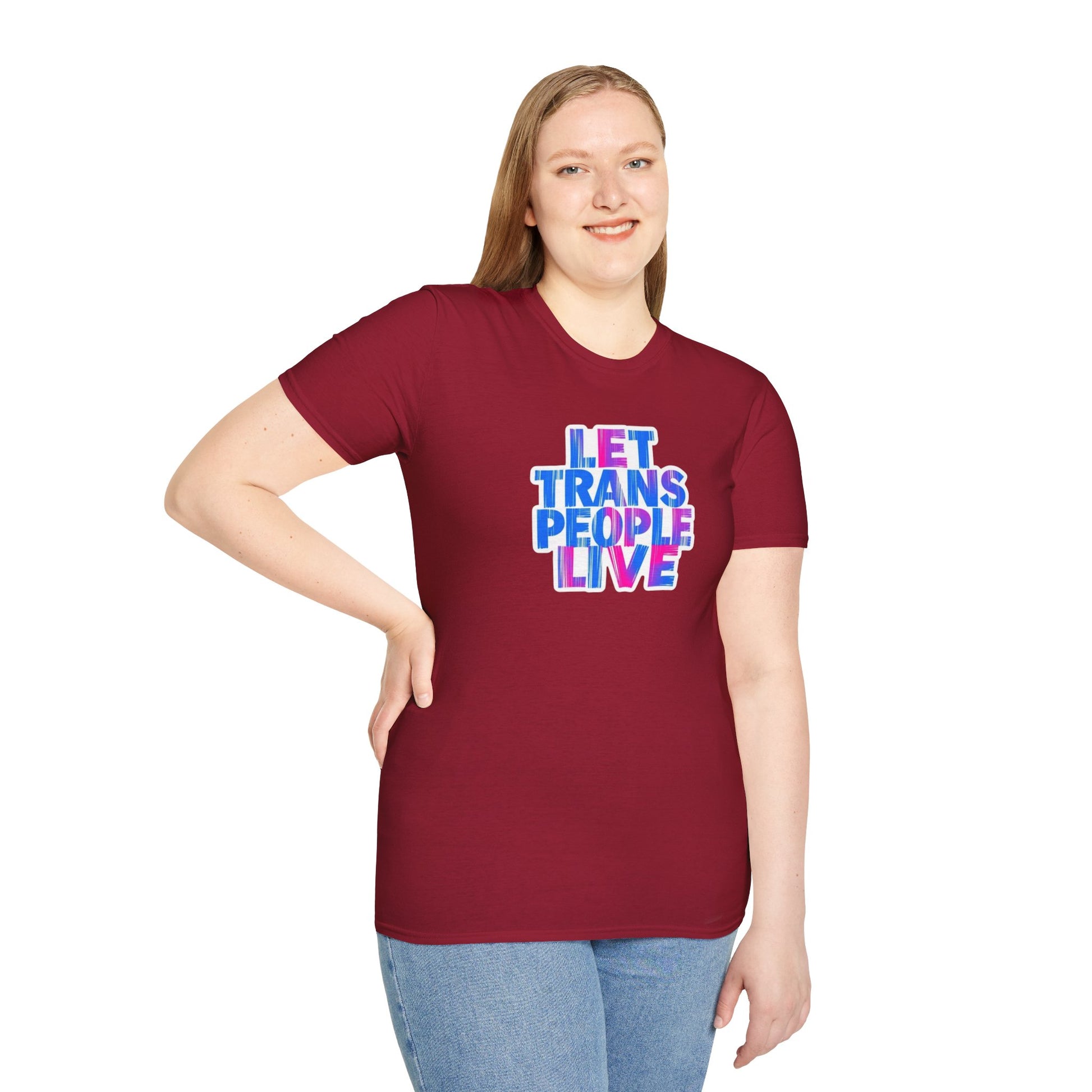 Let Trans People Live Unisex Softstyle T-Shirt - Supportive Statement Tee for LGBTQ+ Pride