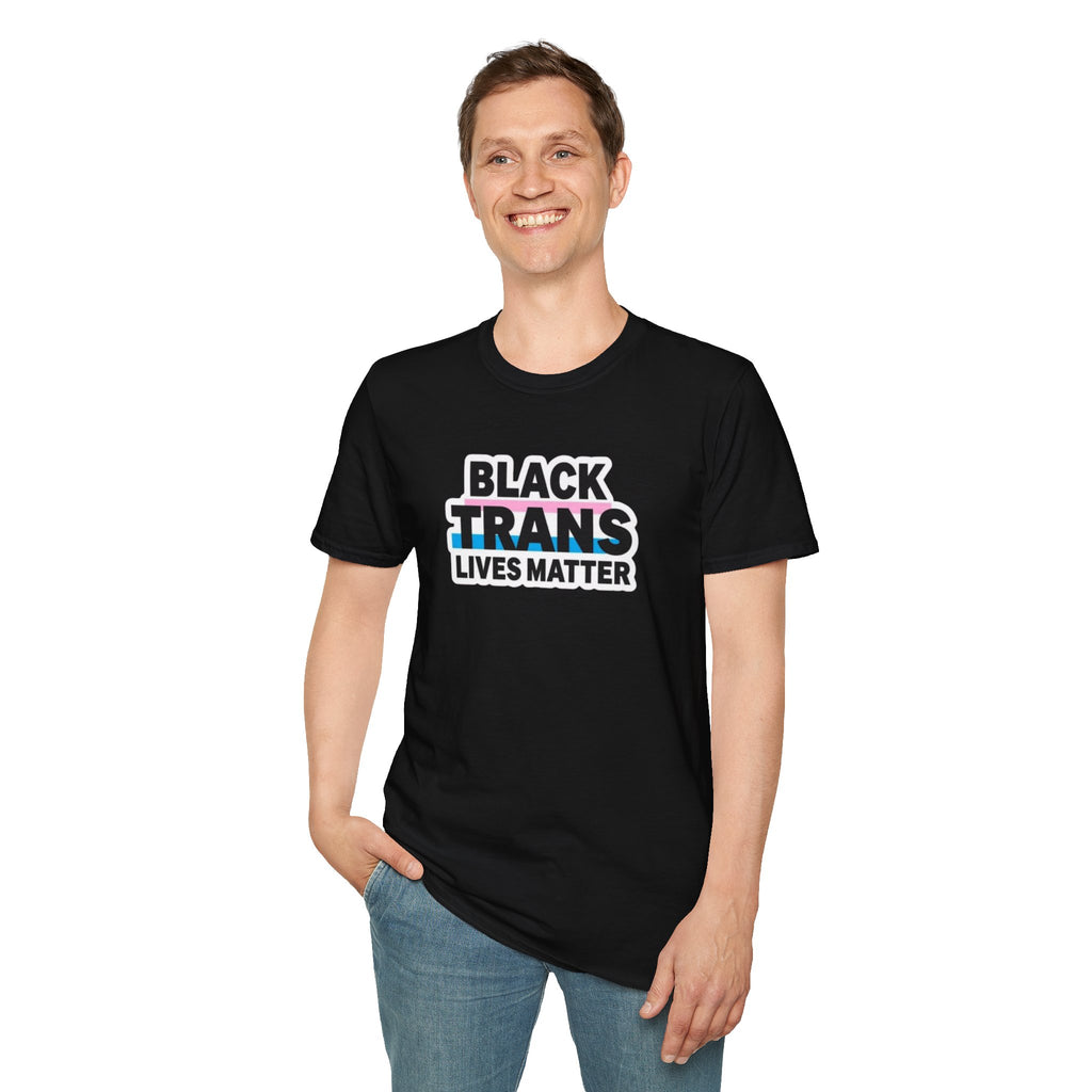 Unisex Softstyle T-Shirt - Black Trans Lives Matter Statement Tee