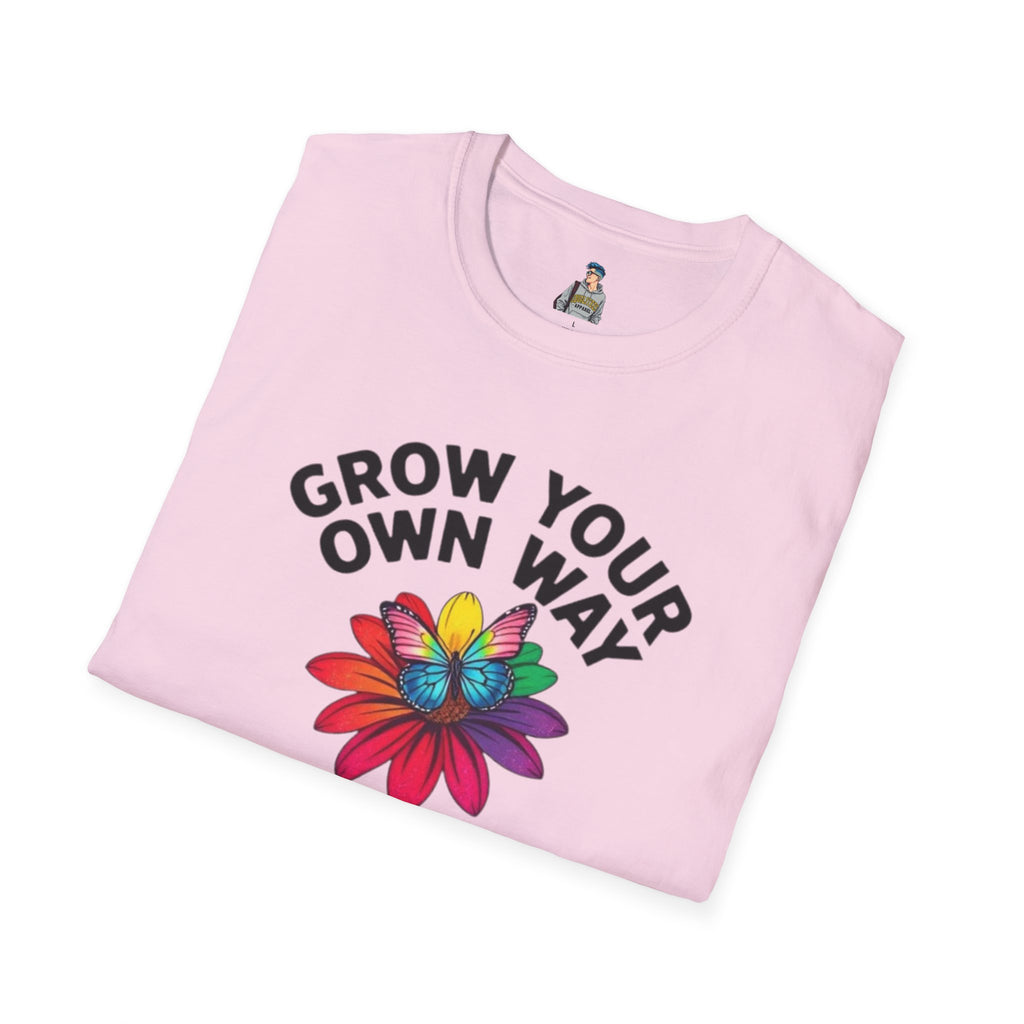 Unisex Softstyle T-Shirt - 'Grow Your Own Way' Floral Design for Queer Pride