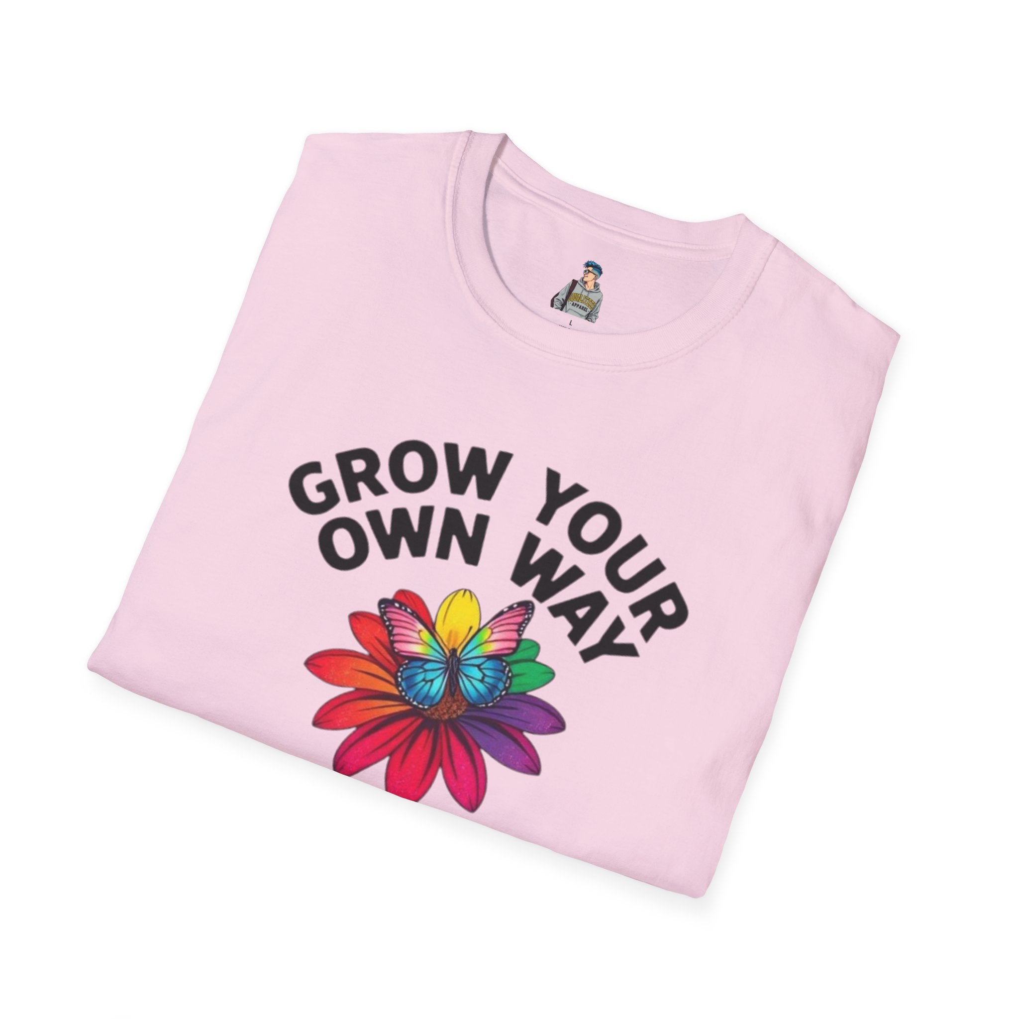 Unisex Softstyle T-Shirt - 'Grow Your Own Way' Floral Design for Queer Pride