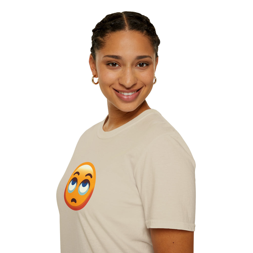 Unisex Softstyle T-Shirt with Eye Roll Emoji | Casual Graphic Tee for Everyday Humor