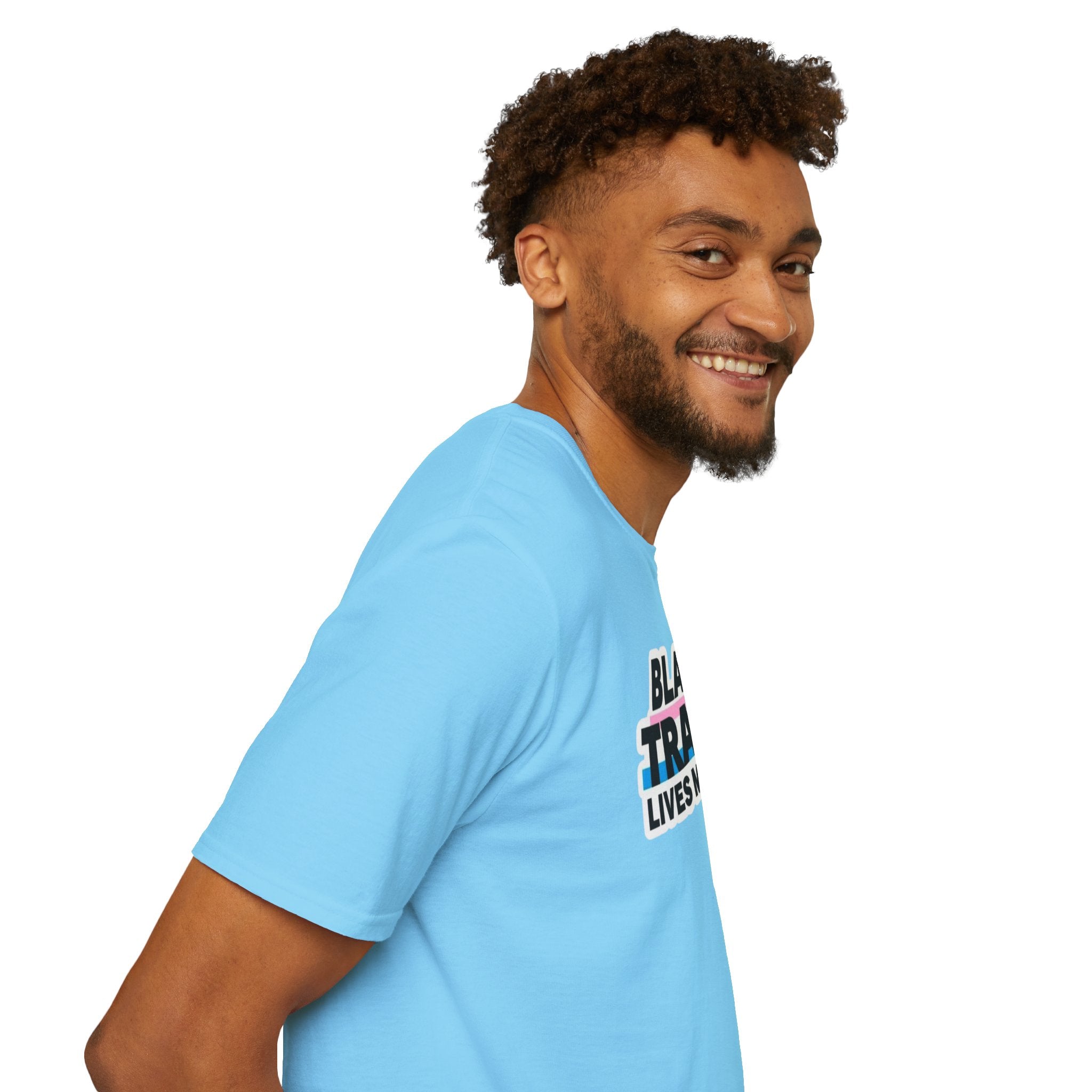 Unisex Softstyle T-Shirt - Black Trans Lives Matter Statement Tee