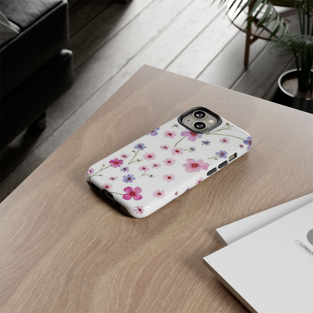 Floral Pink Wildflower Tough Phone Case for iPhone