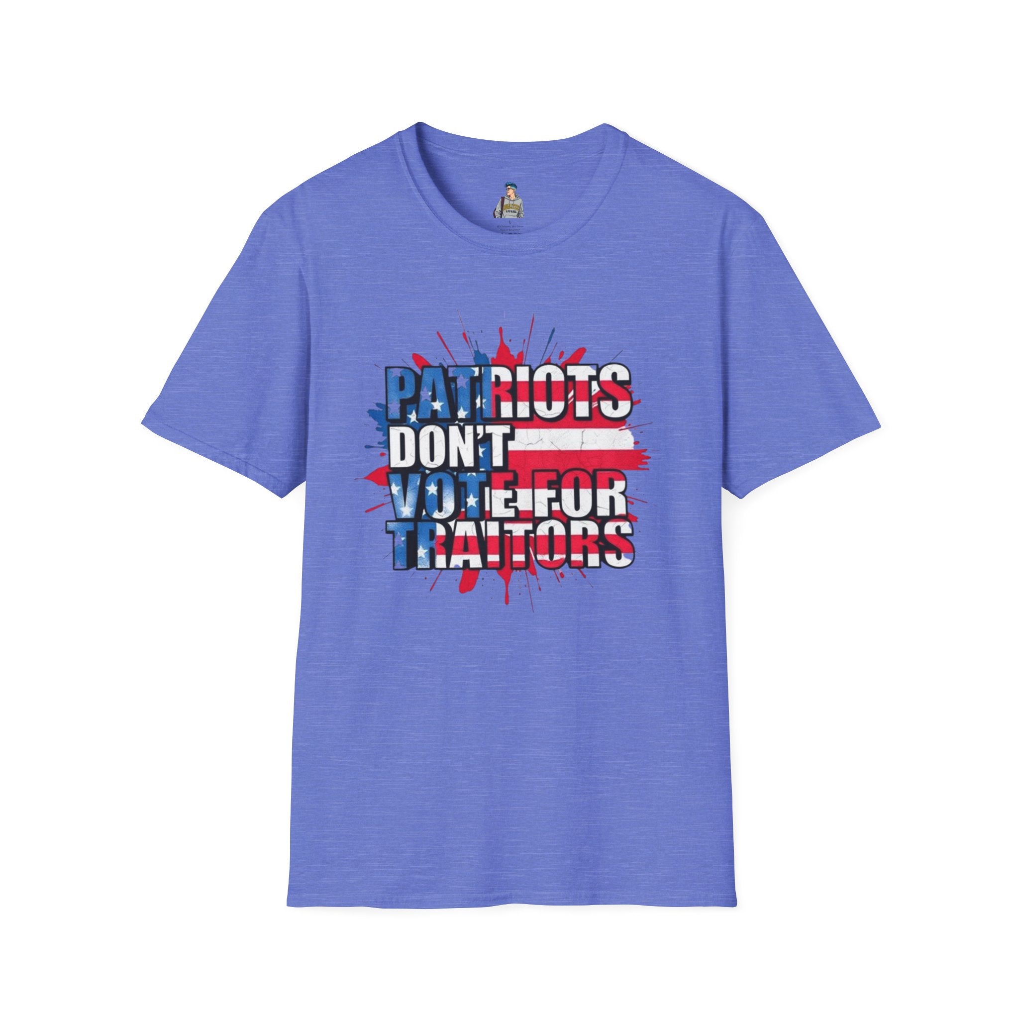 Unisex Softstyle T-Shirt - 'Patriots Don't Vote for Traitors' with USA Flag Design