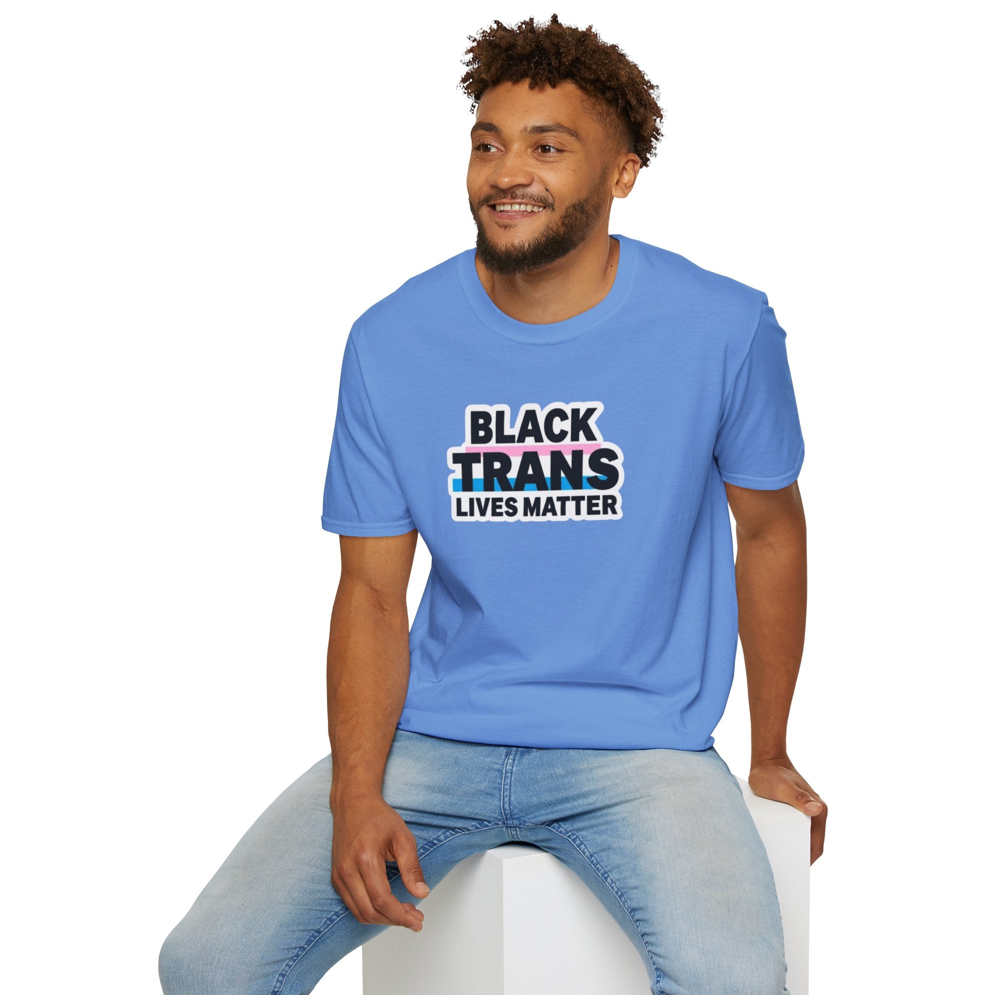 Unisex Softstyle T-Shirt - Black Trans Lives Matter Statement Tee