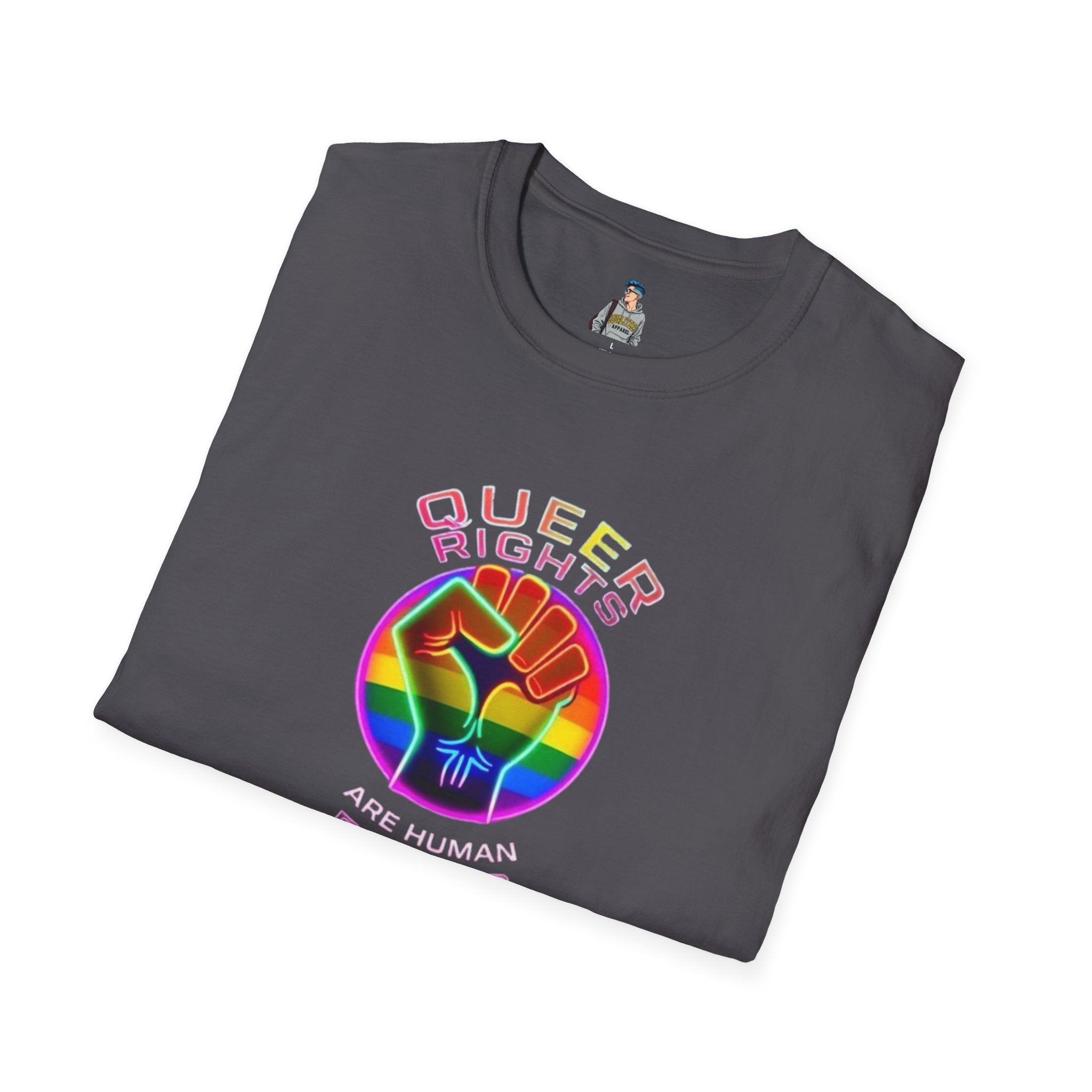 Unisex Softstyle T-Shirt - Queer Rights Are Human Rights Statement Tee