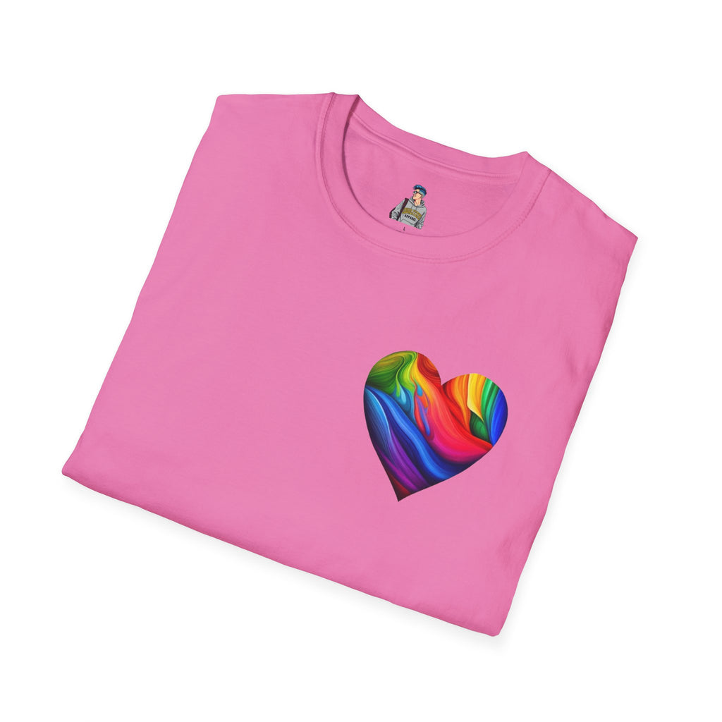 Unisex Softstyle T-Shirt - Pride Heart Design with 'Existence is Resistance'