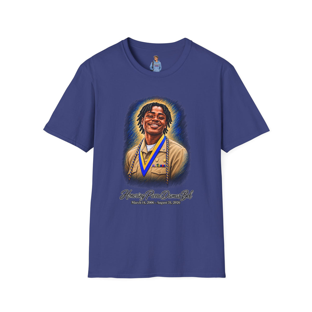 Smiling Portrait Front - In Memory of Pierre Damas Bel T-Shirt