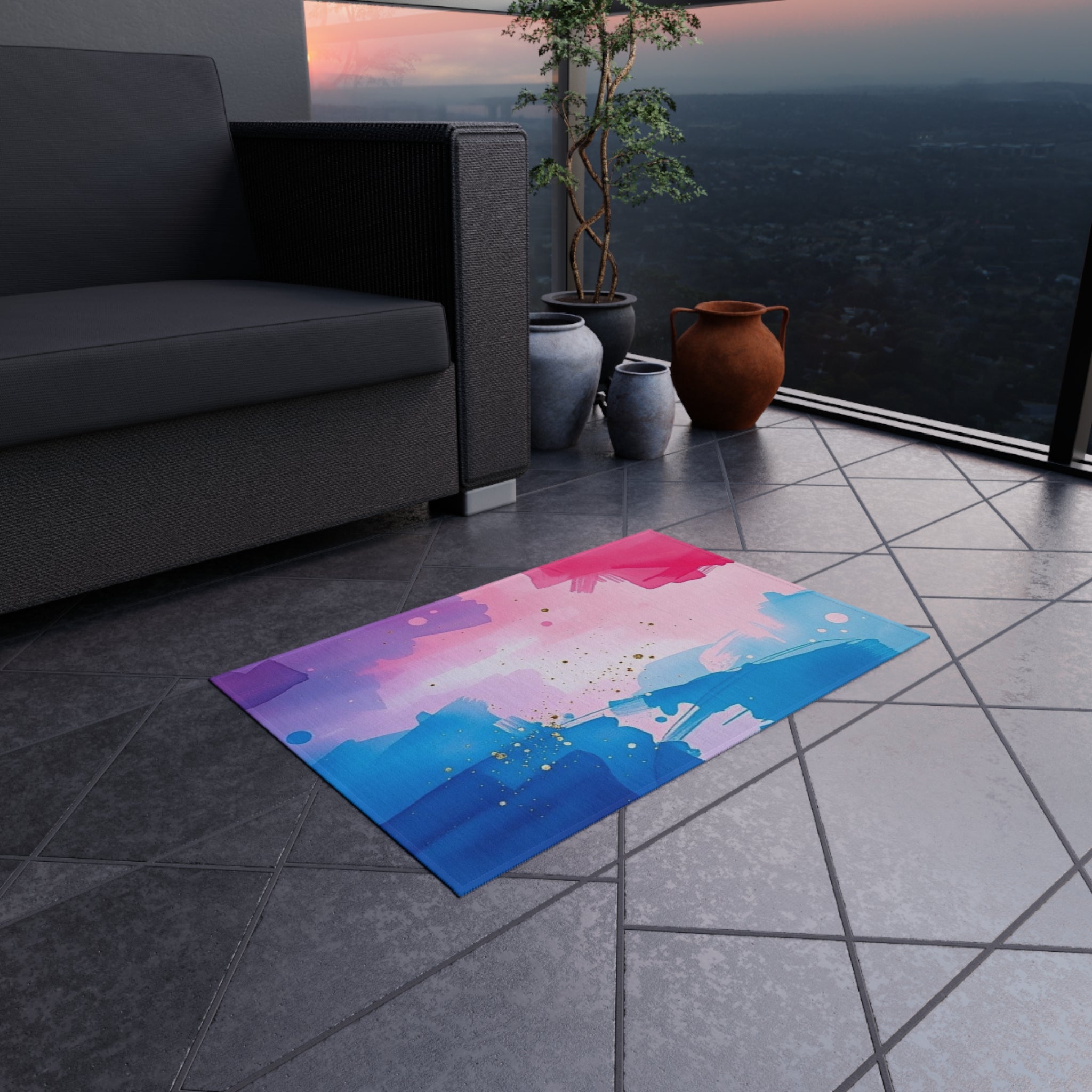 Painters Dream Outdoor Rug - Colorful Decorative Mat for Patios & Gardens