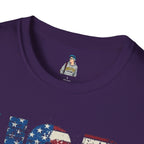 Patriotic Unisex Softstyle T-Shirt - "USA" & History Quote Design