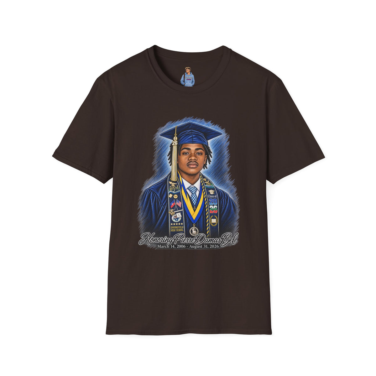 Portrait Front and Back - In Memory of Pierre Damas Bel T-Shirt