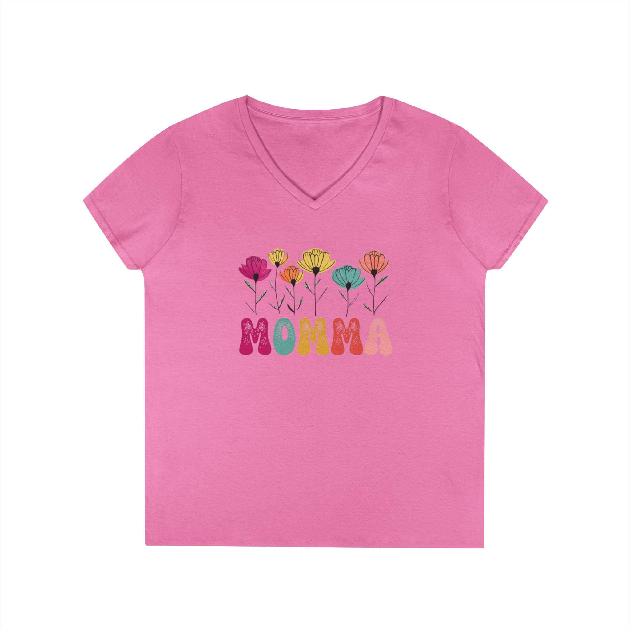 Floral Momma V-Neck T-Shirt - Stylish Gift for Moms