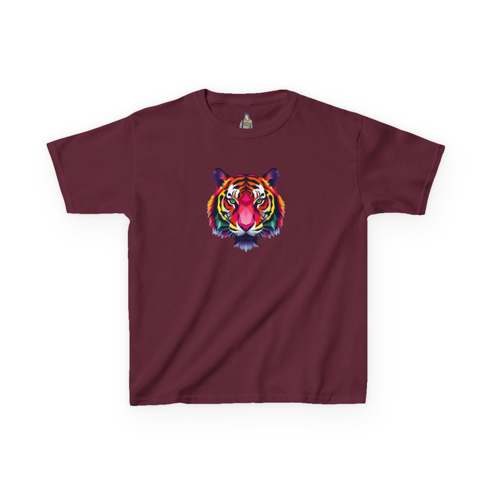 Colorful Fractal Tiger Kids Heavy Cotton Tee