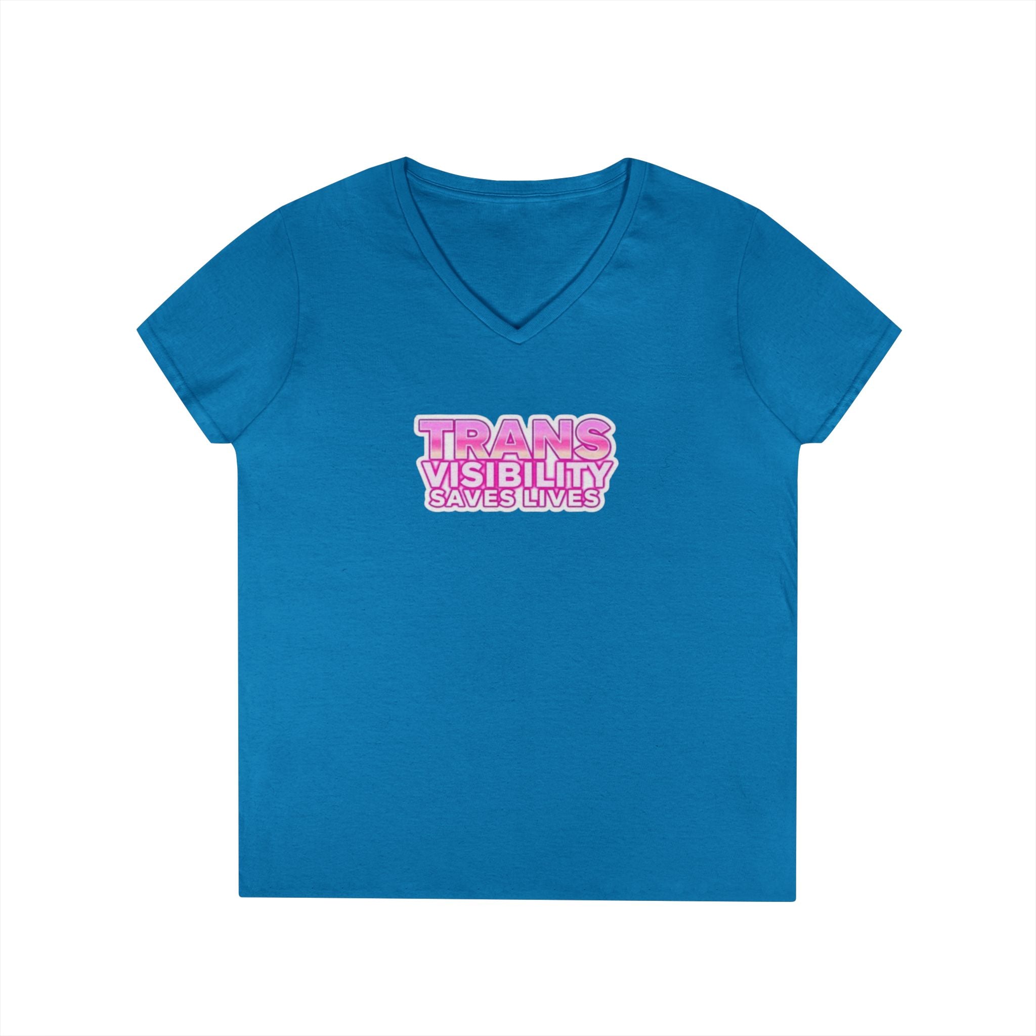 Ladies' V-Neck T-Shirt - 'Trans Visibility Saves Lives' - Empowering Pride Apparel