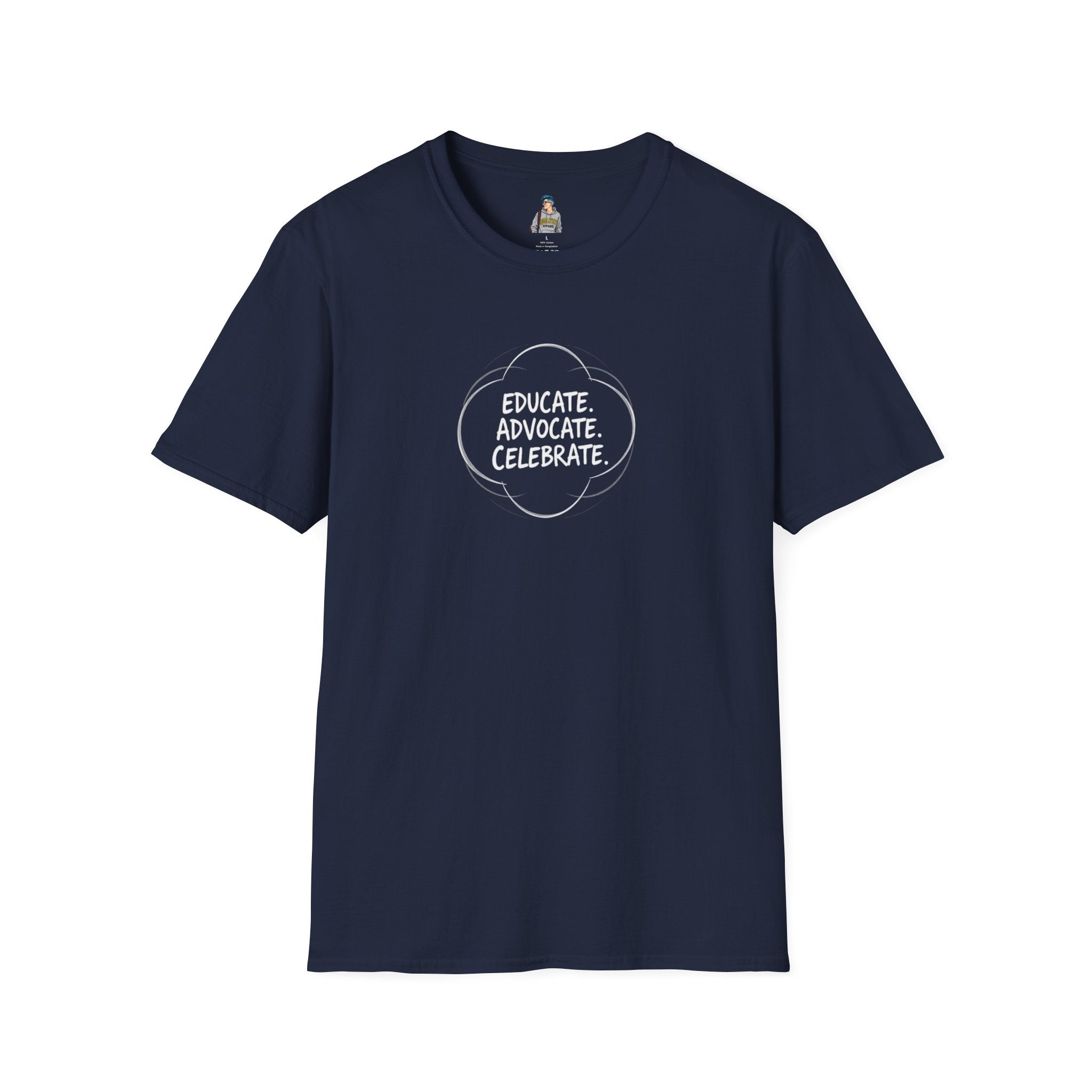 Educate. Advocate. Celebrate. Minimalist Pride T-Shirt