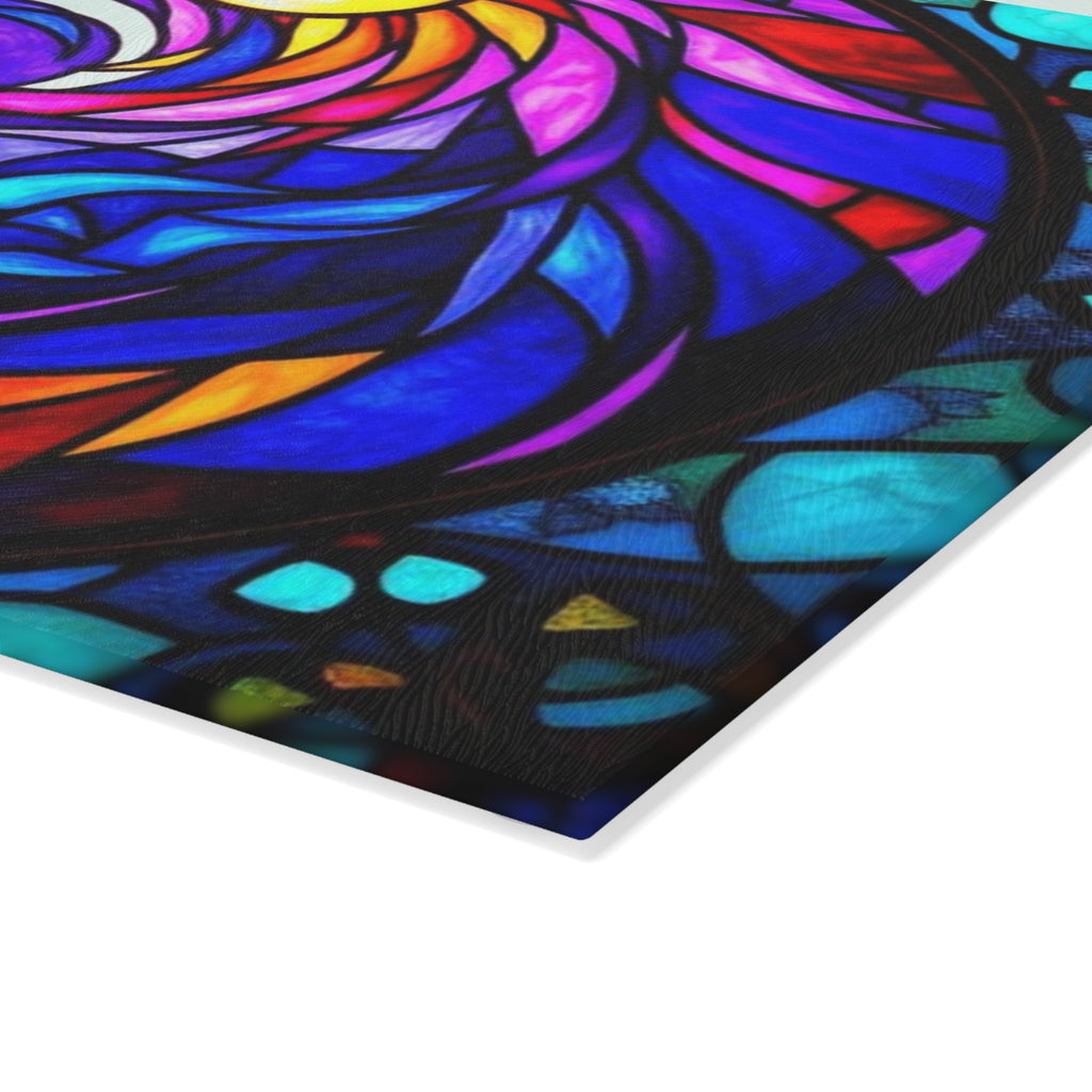 Vibrant Stained Glass Cutting Board | Colorful Kitchen Decor & Gift