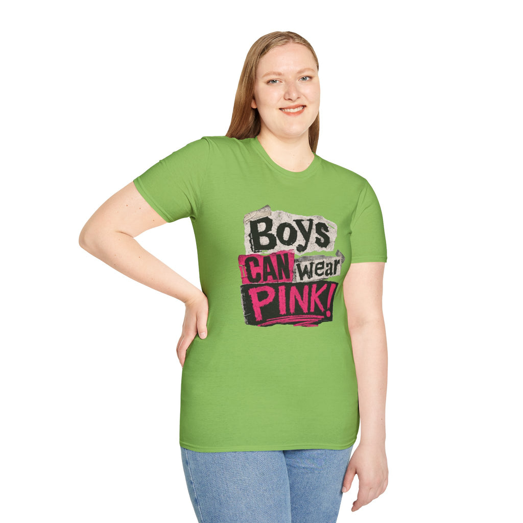 Boys Can Wear Pink T-Shirt — Bold Retro Feminist Graphic Tee