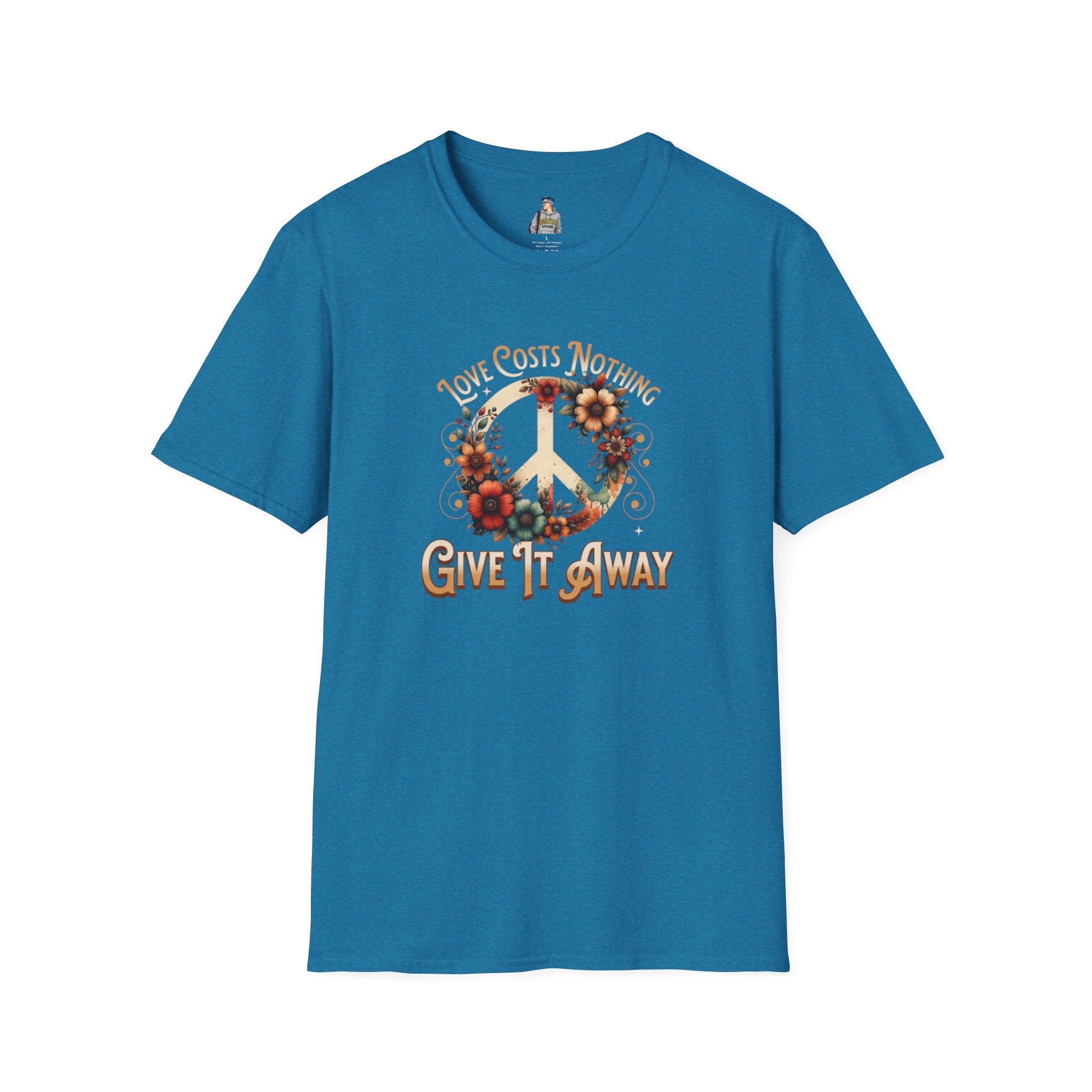 Unisex Softstyle T-Shirt - Love Costs Nothing, Give It Away Floral Peace Design
