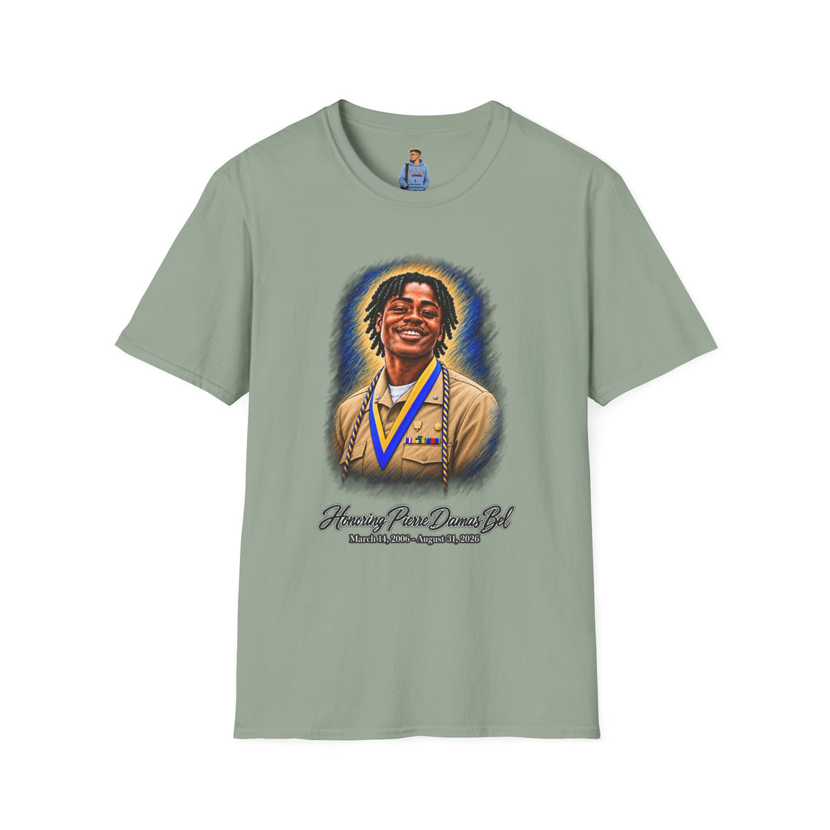 Smiling Portrait Front - In Memory of Pierre Damas Bel T-Shirt