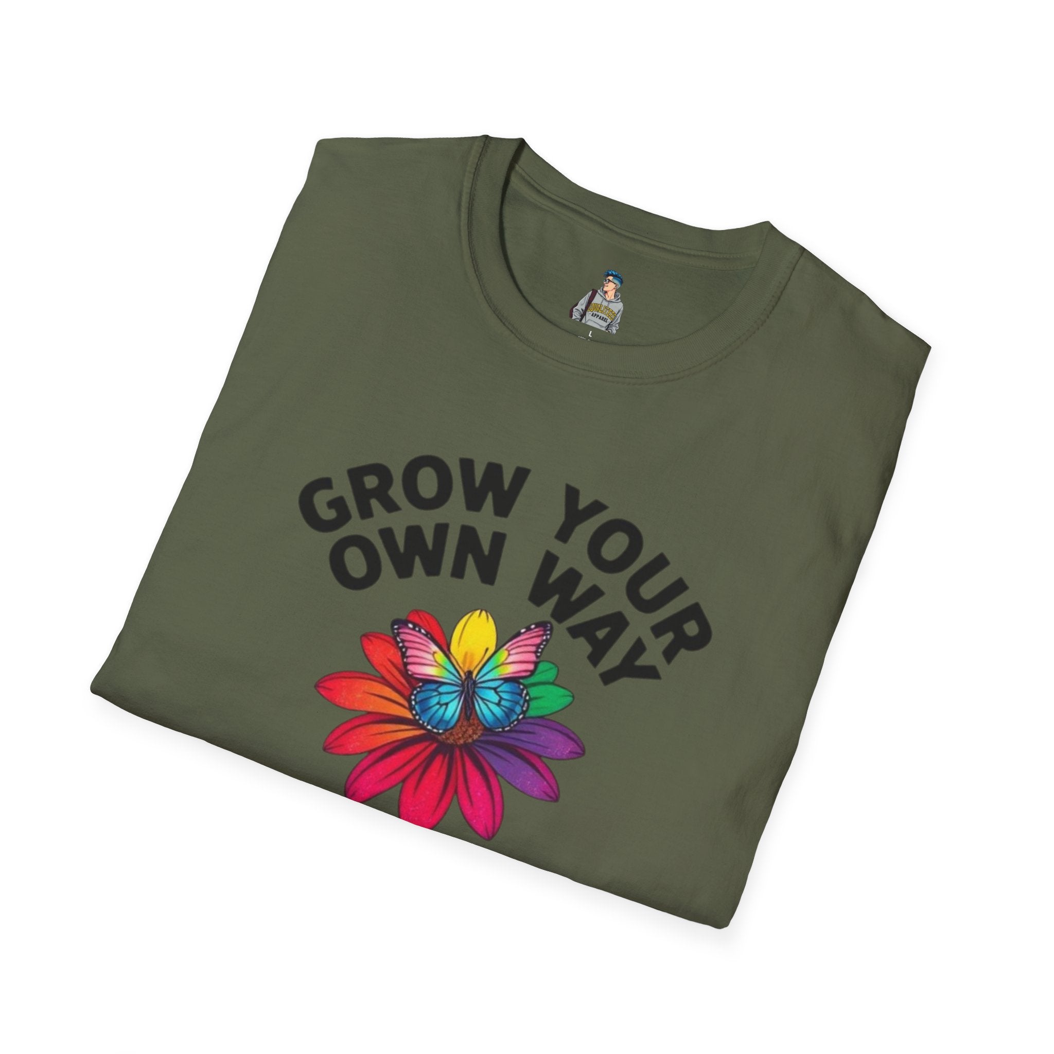 Unisex Softstyle T-Shirt - 'Grow Your Own Way' Floral Design for Queer Pride