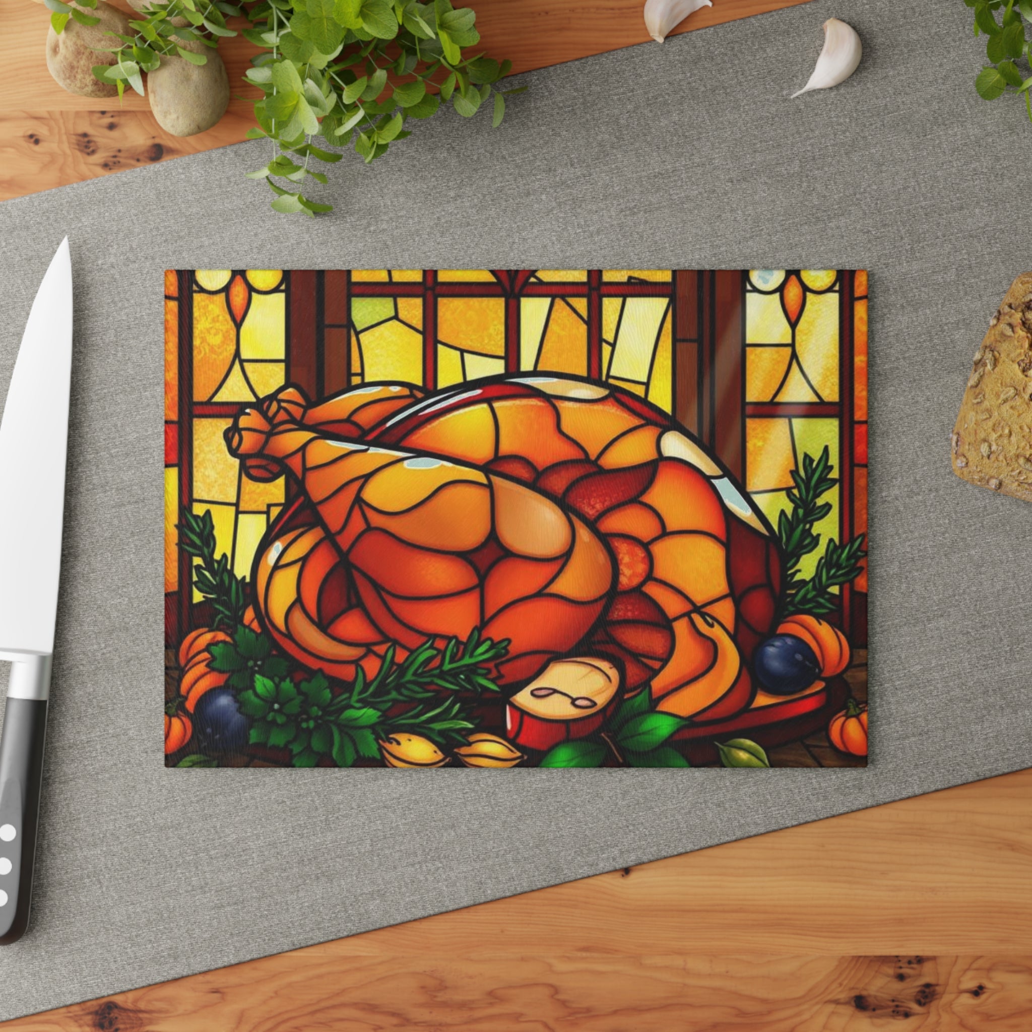 Stained Glass Thanksgiving Cutting Board - Perfect for Holiday Cooking