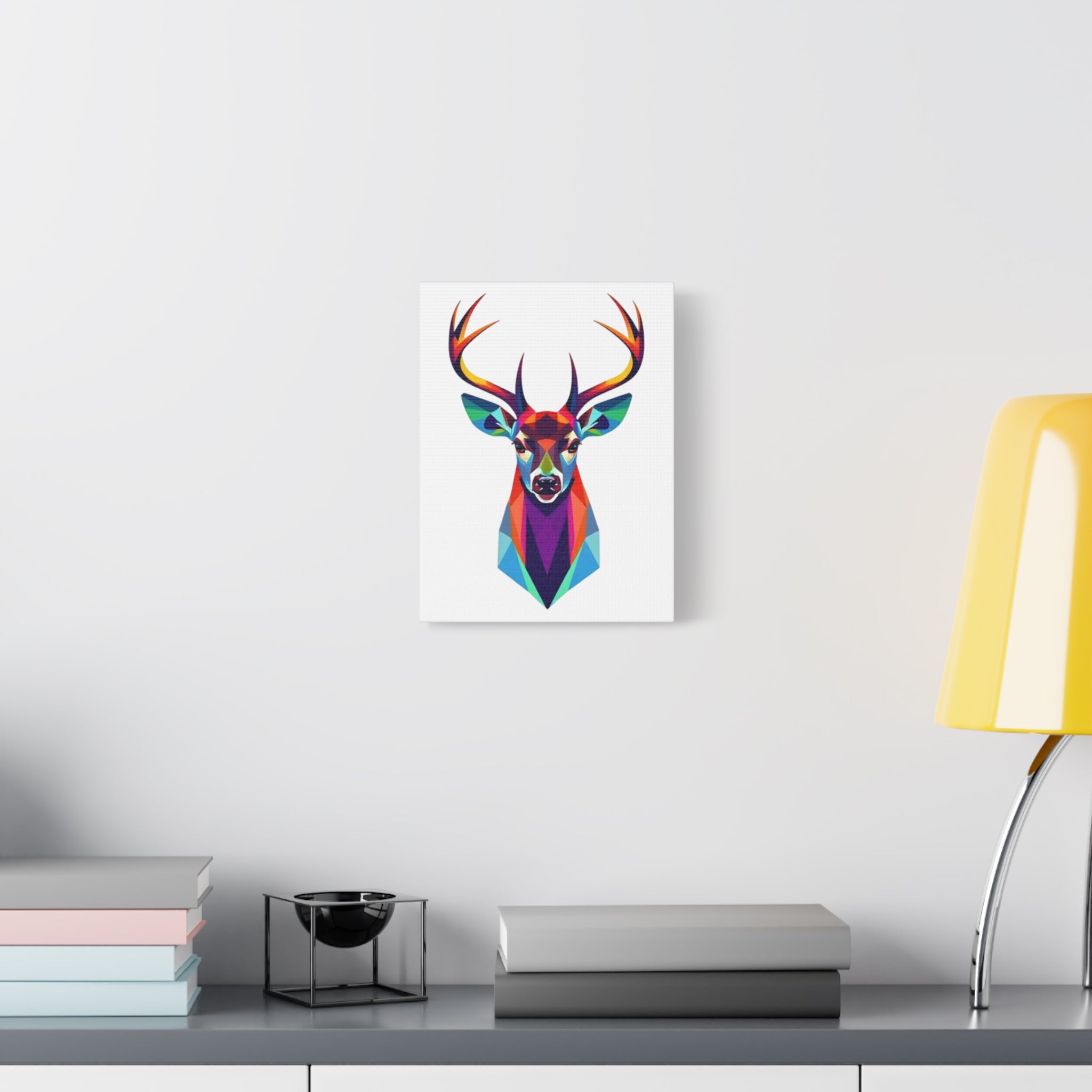 Vibrant Stag Canvas Wall Art - Colorful Geometric Deer Decor