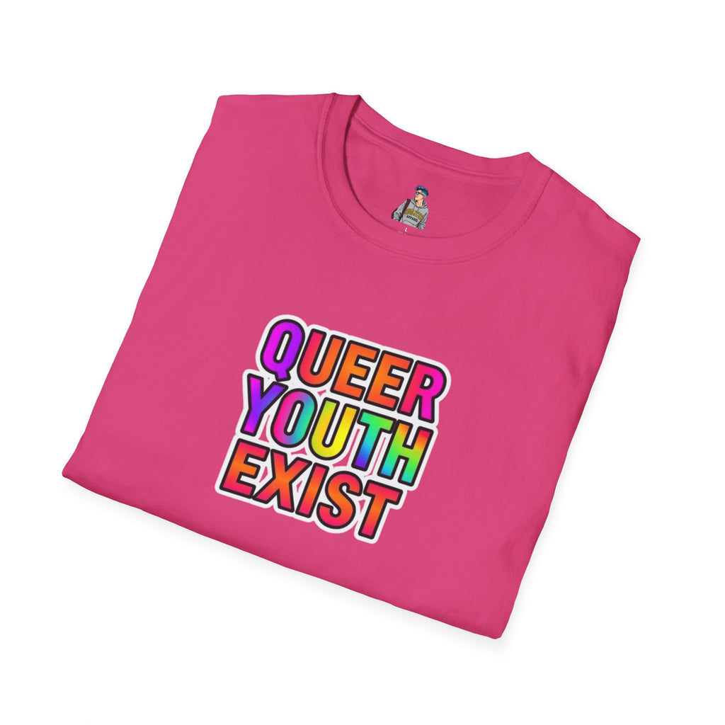 Queer Youth Exist T-Shirt | Unisex Softstyle Tee for Pride Events & Everyday Wear