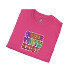 Queer Youth Exist T-Shirt | Unisex Softstyle Tee for Pride Events & Everyday Wear