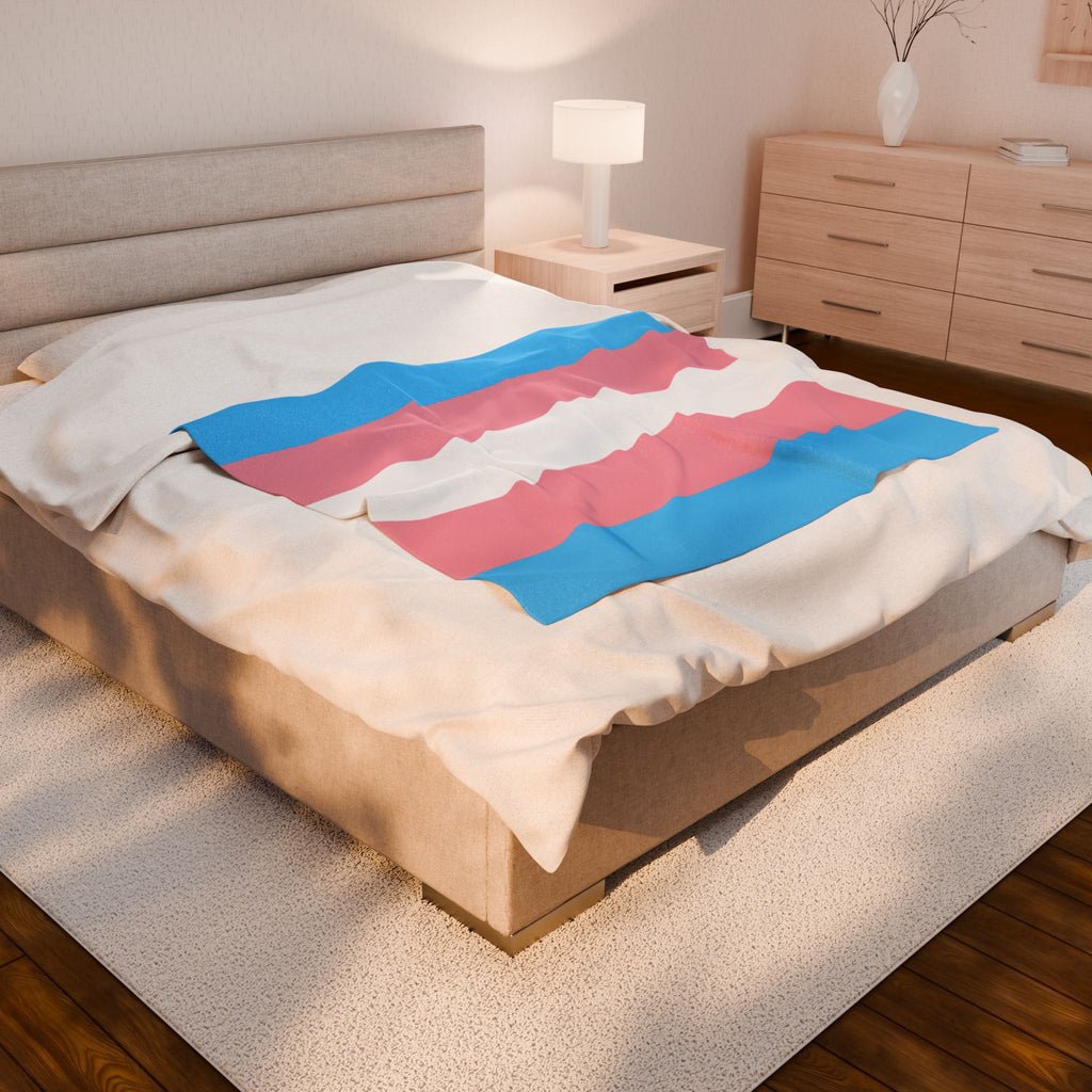 Trans Pride Flag Velveteen Plush Blanket