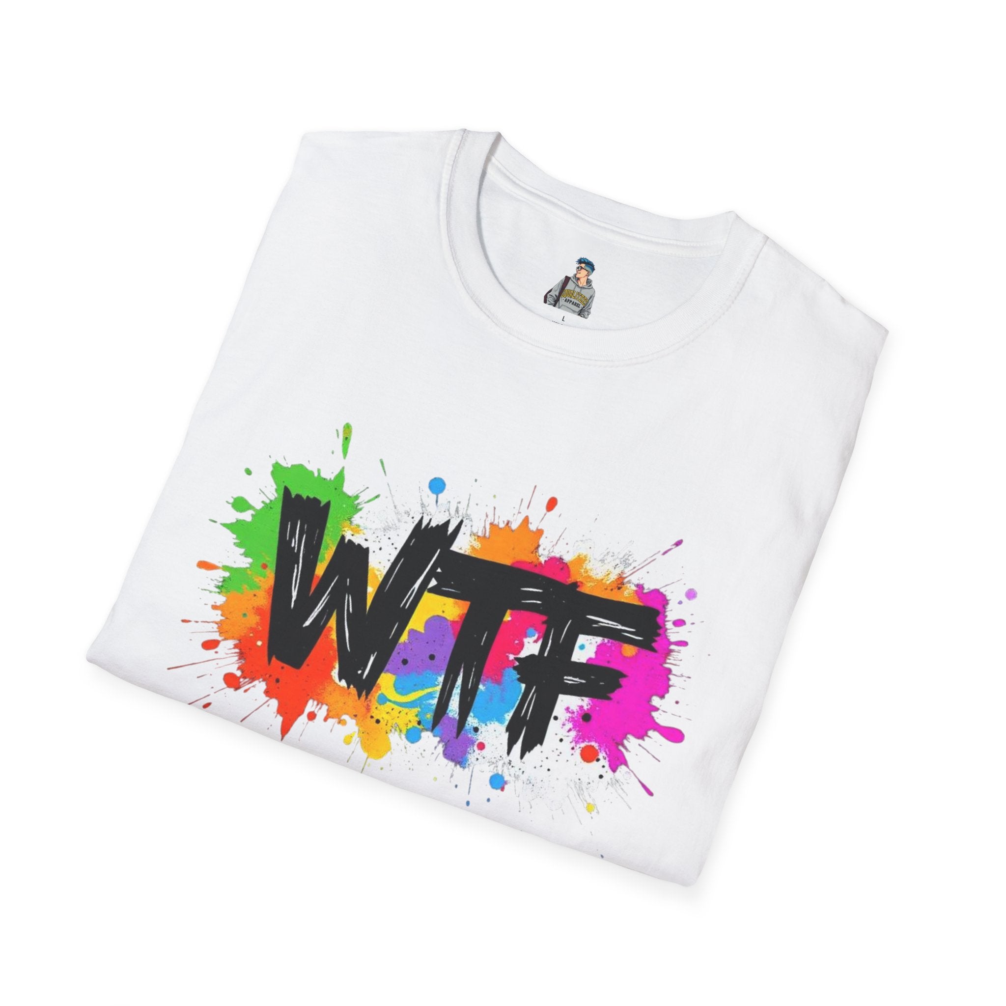 WTF Color Splash T-Shirt — Bold Rainbow Graphic Tee