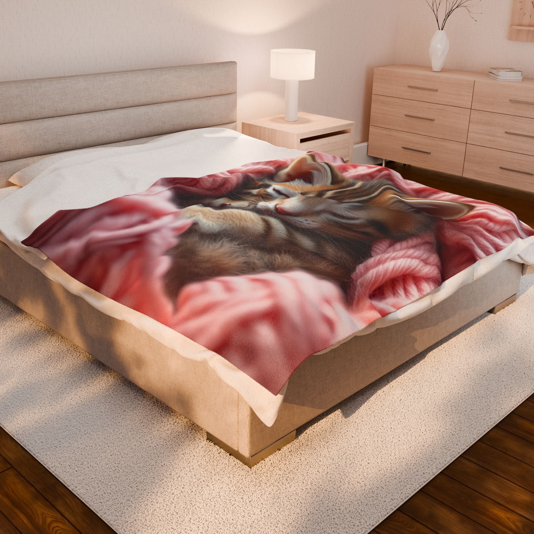 Cozy Kitty Velveteen Plush Blanket – Adorable Feline Design for Comfort and Warmth