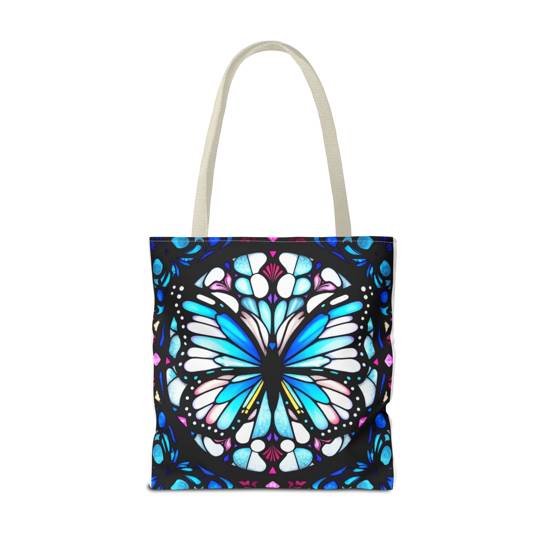 Colorful Butterfly Stained Glass Design Tote Bag