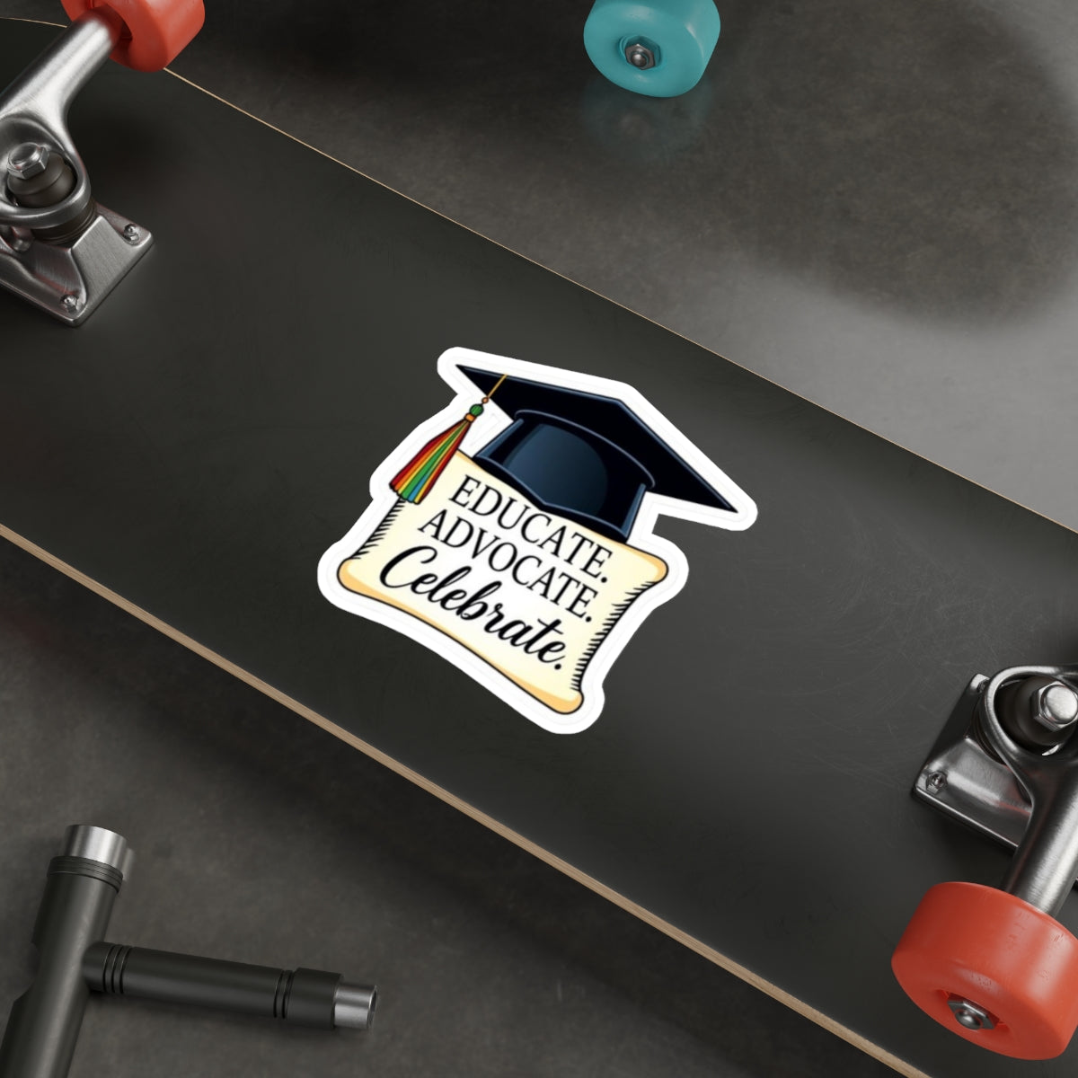 Graduation Celebration Die-Cut Stickers - Educate Advocate Celebrate