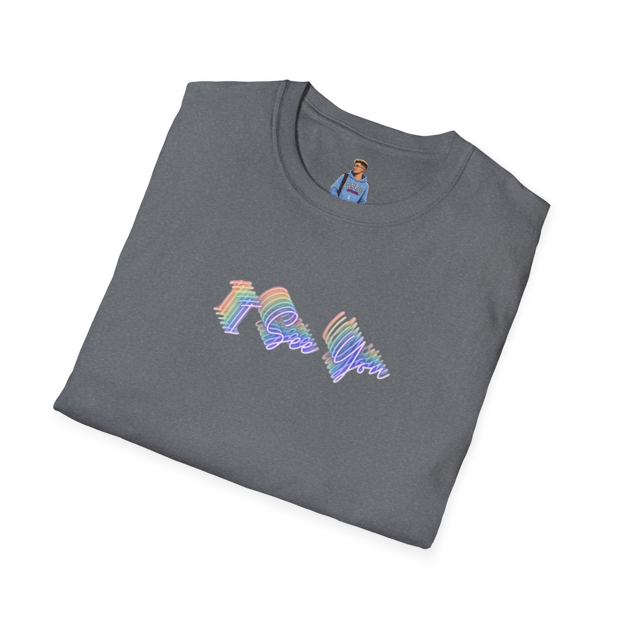 I See You Unisex Softstyle T-Shirt - Colorful Wave Design for LGBTQ+ Visibility