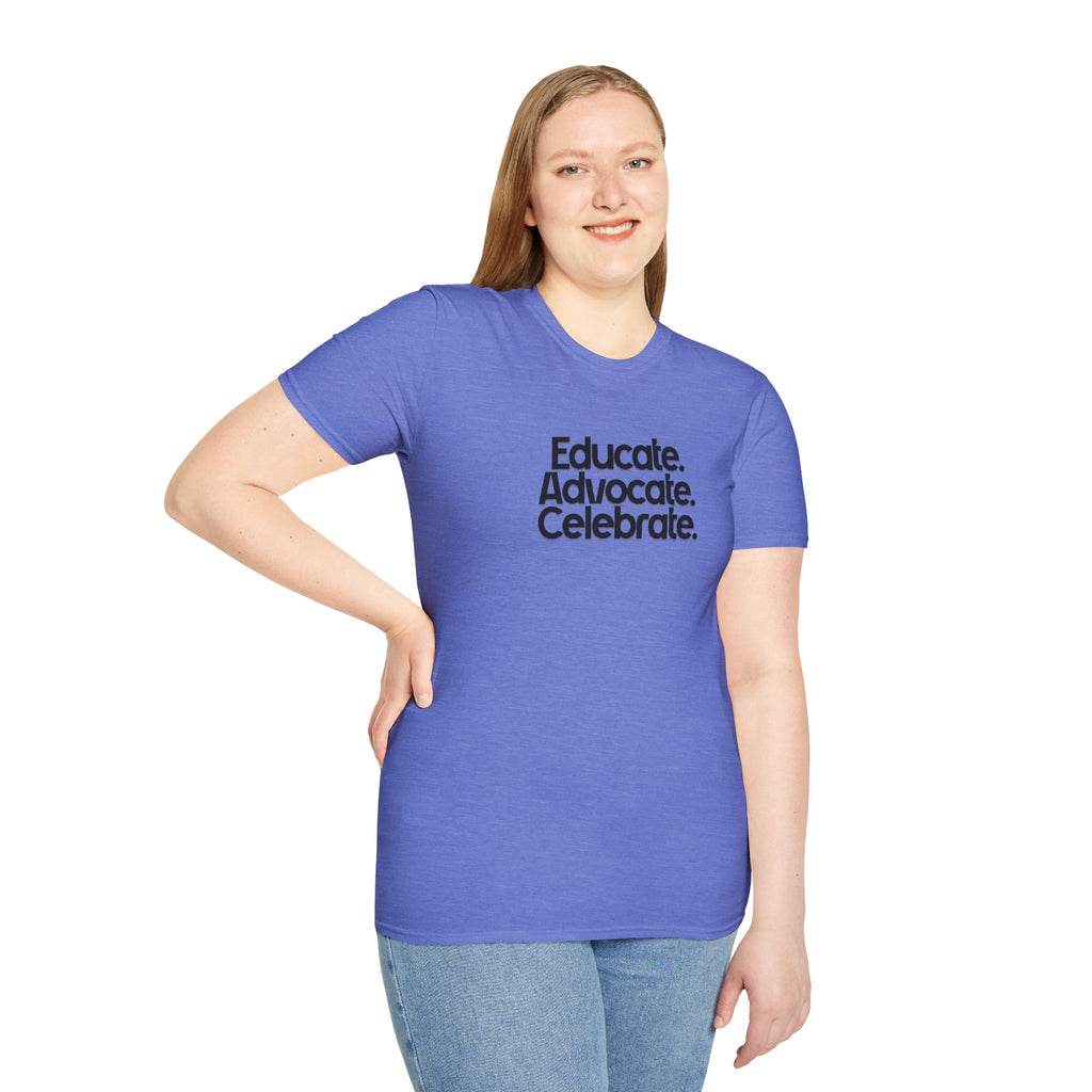 Teacher Advocate T-Shirt - Subtle Pride Educate Advocate Celebrate Design - EqualiTees.Me